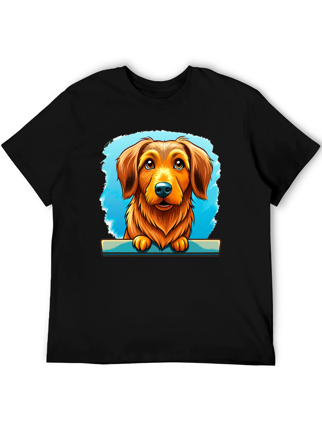 Dog Cartoon Art Print Black Tee