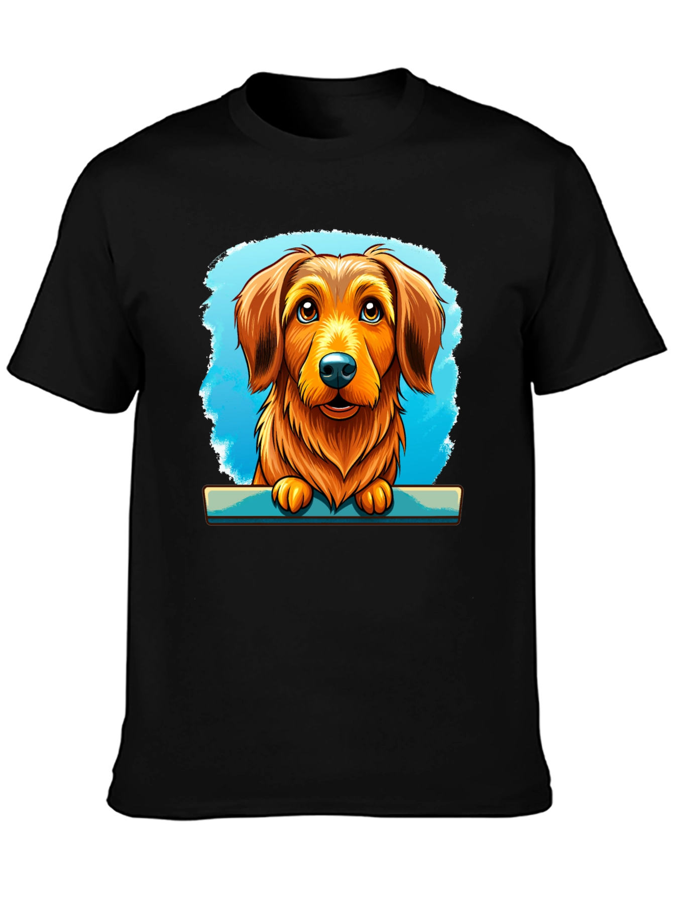 Dog Cartoon Art Print Black Tee