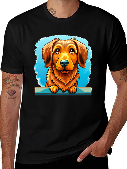 Dog Cartoon Art Print Black Tee