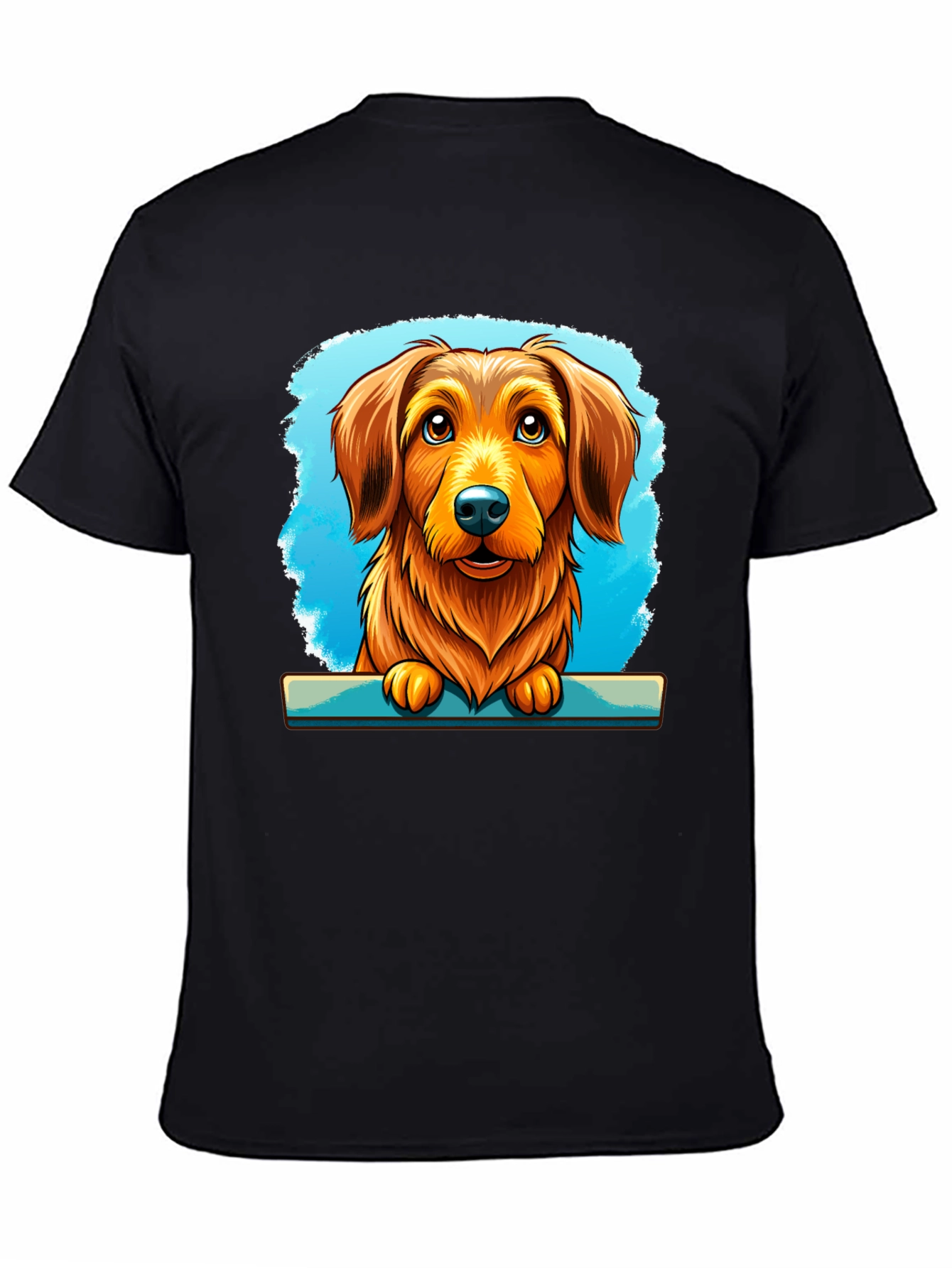 Dog Cartoon Art Print Black Tee