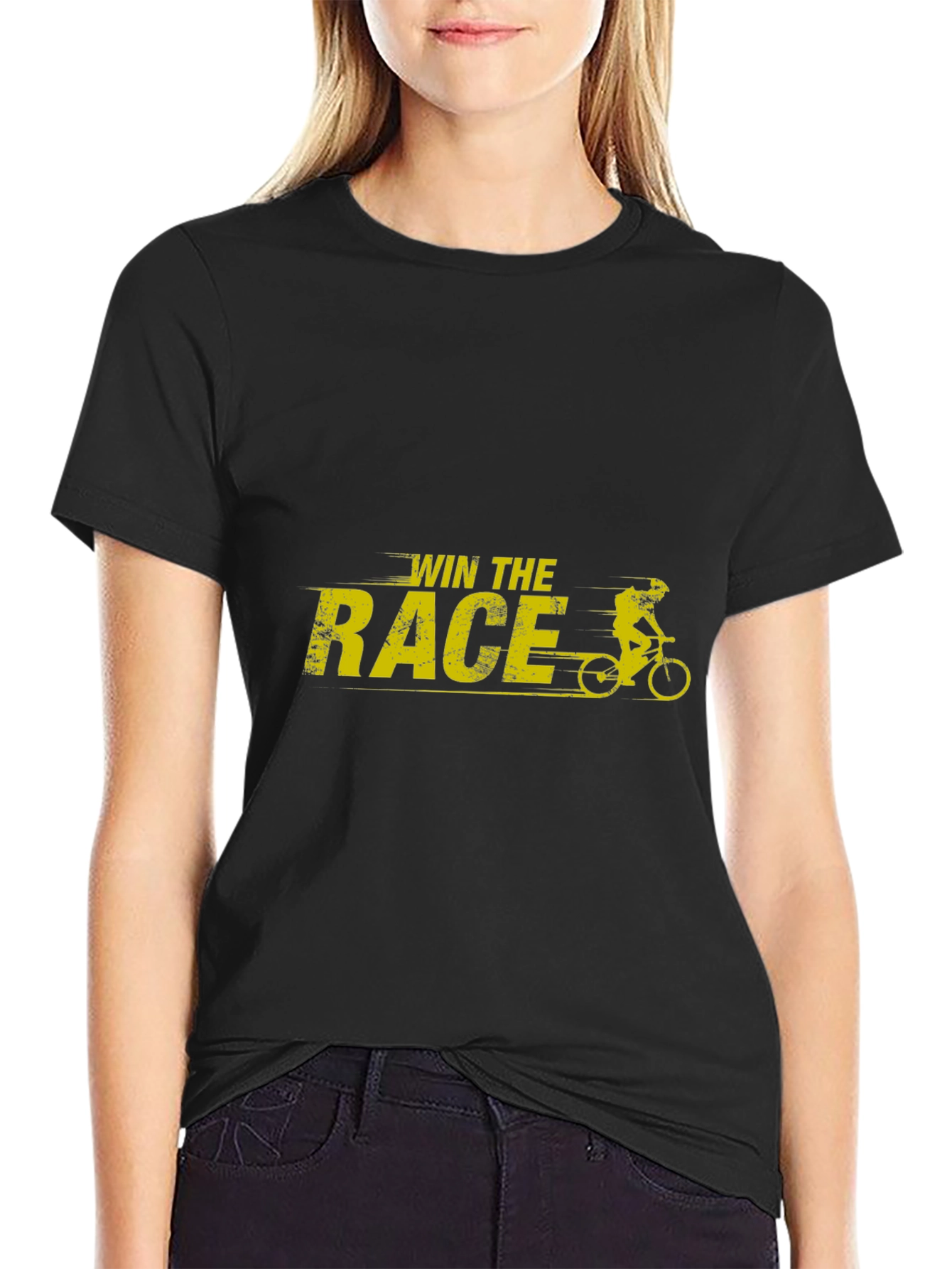 Win The Race Graphic T-Shirt - Black Cotton Tee