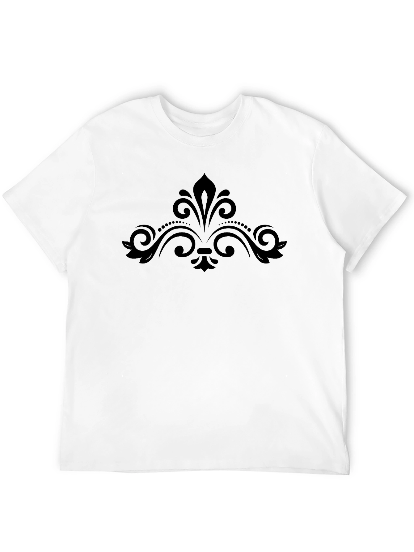Stylish Black T-Shirt with Ornamental Design