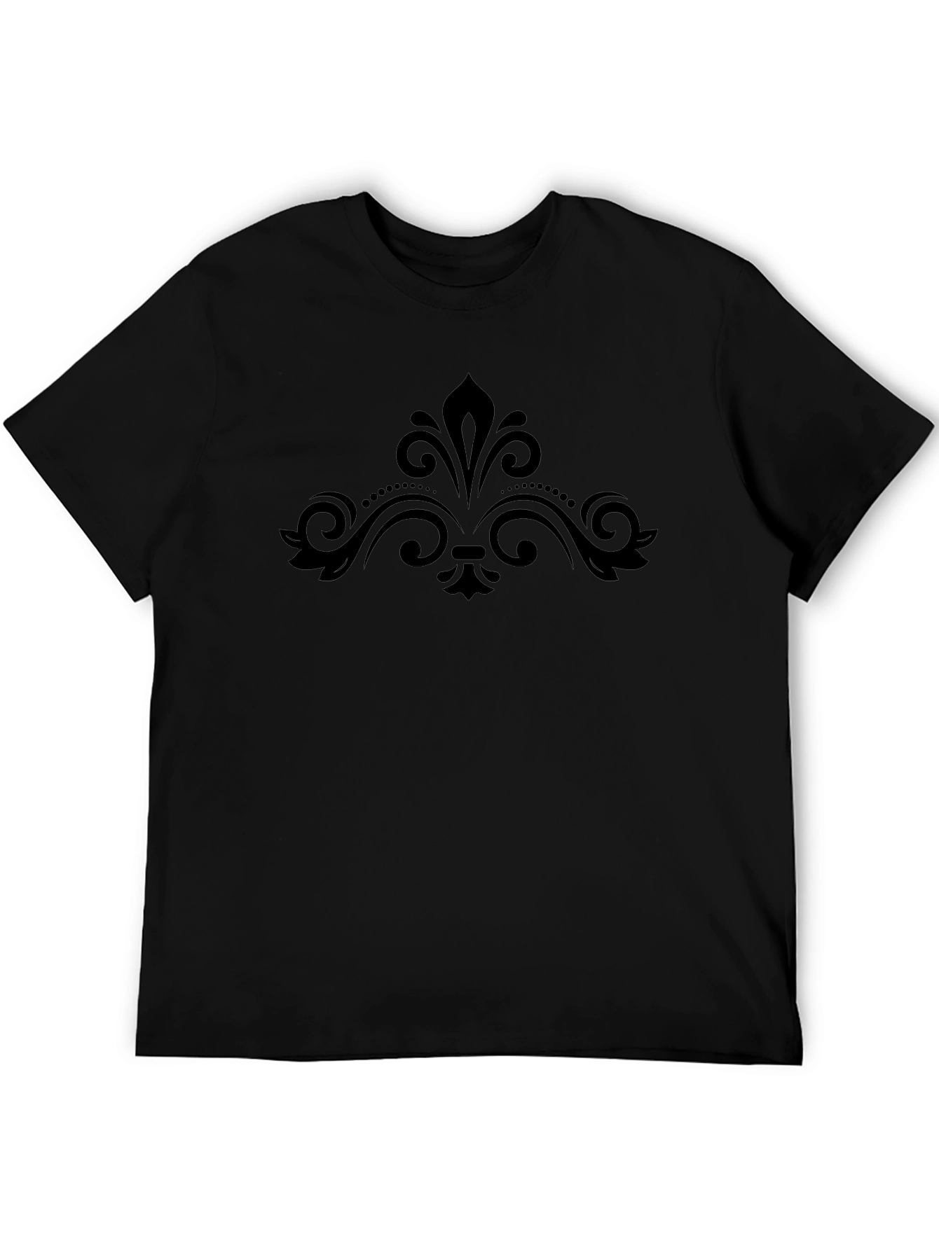 Stylish Black T-Shirt with Ornamental Design