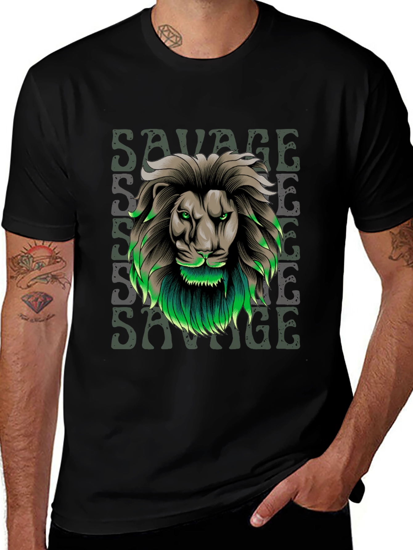 Savage Lion Graphic Tee - Stylish Mens T-Shirt