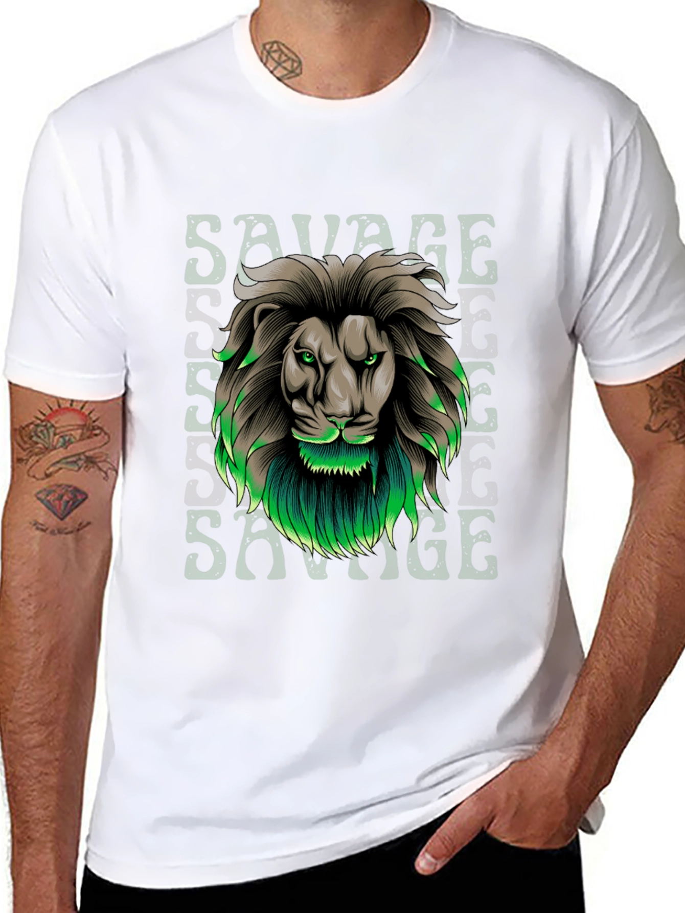 Savage Lion Graphic Tee - Stylish Mens T-Shirt