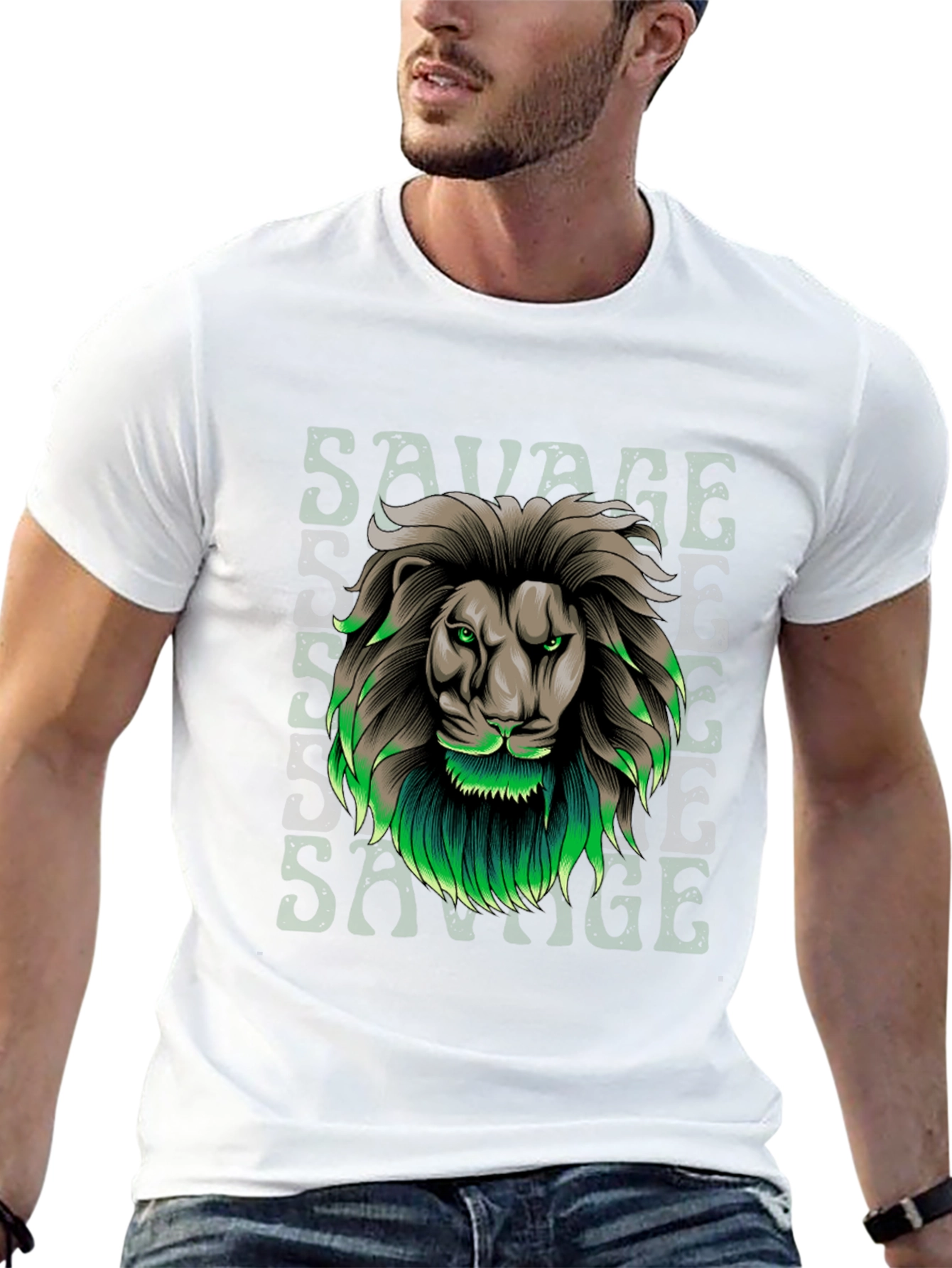 Savage Lion Graphic Tee - Stylish Mens T-Shirt
