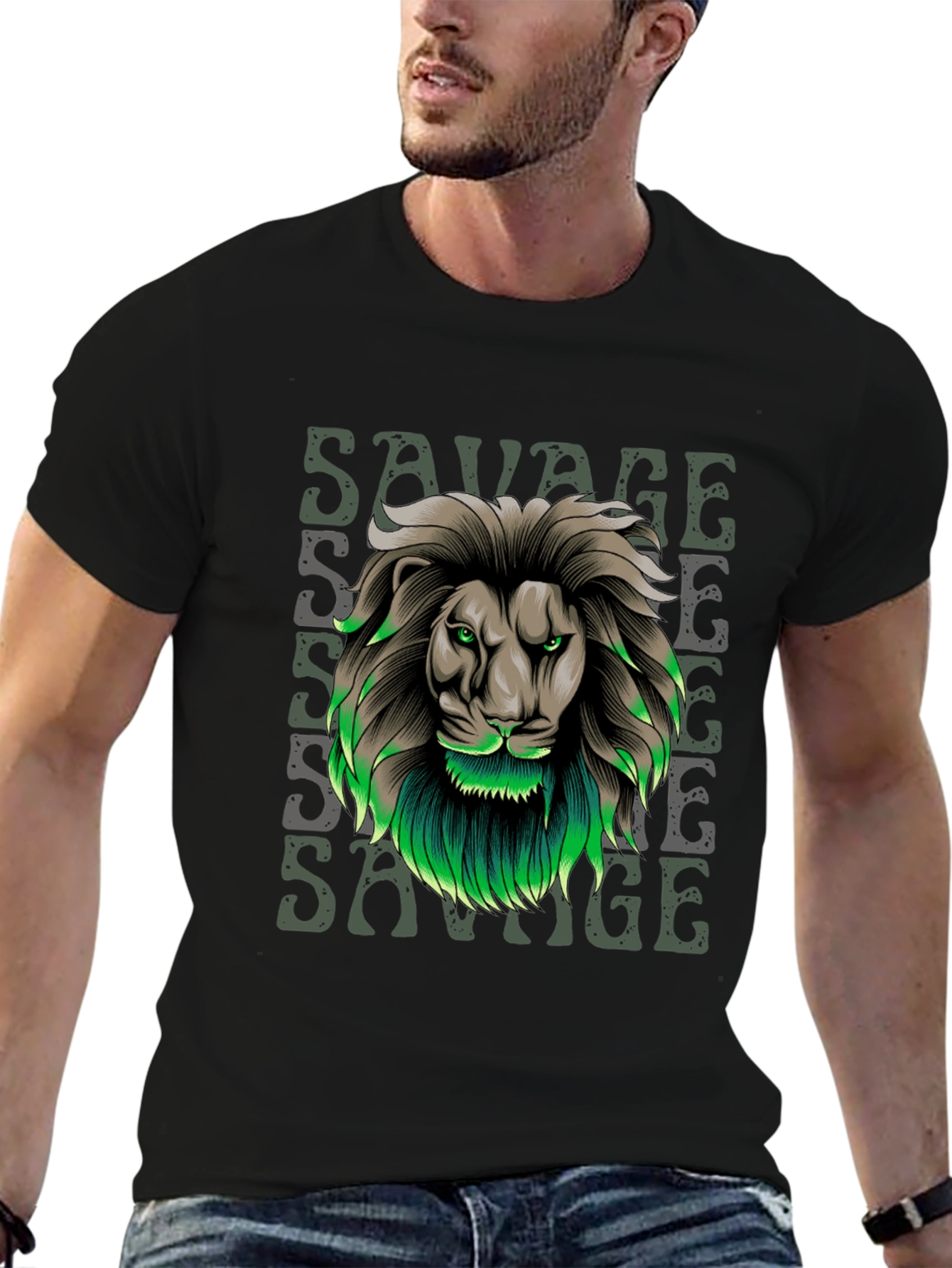 Savage Lion Graphic Tee - Stylish Mens T-Shirt