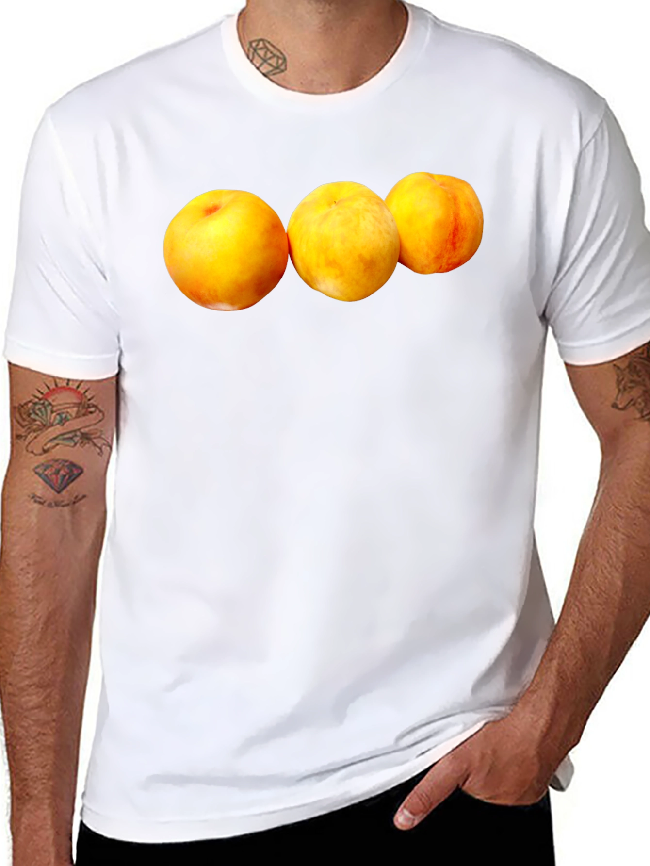 Peach Trio Graphic Black T-Shirt