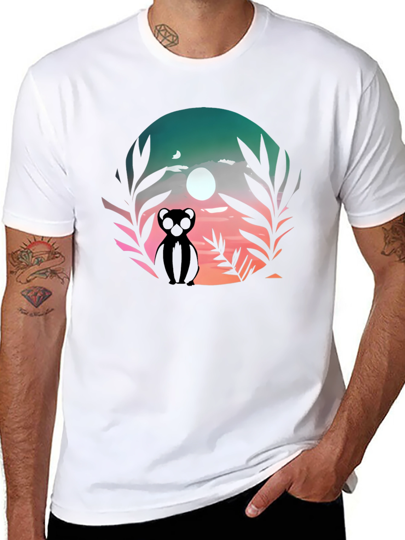 Sunset Silhouette Bear Graphic Tee