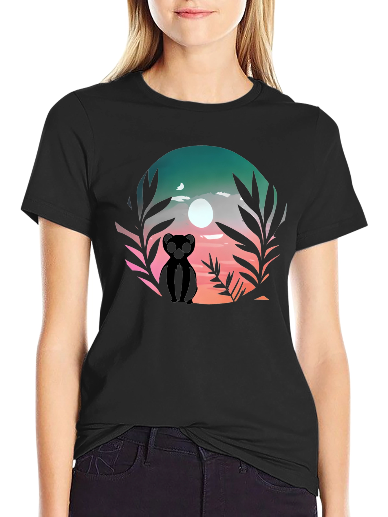 Sunset Silhouette Bear Graphic Tee