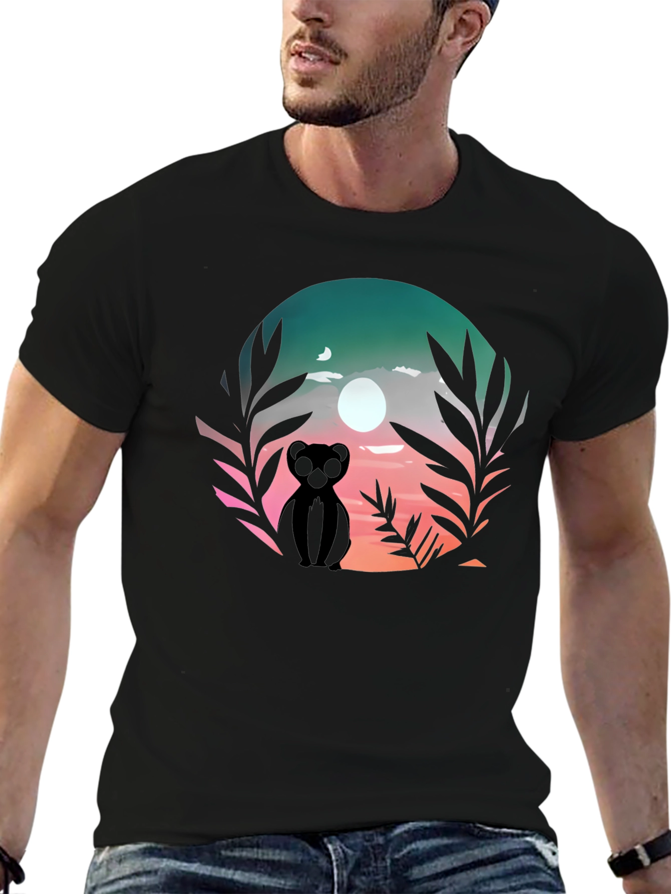 Sunset Silhouette Bear Graphic Tee