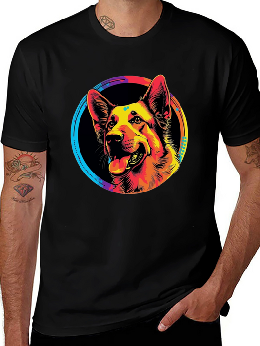Vibrant German Shepherd Graphic Tee - Black