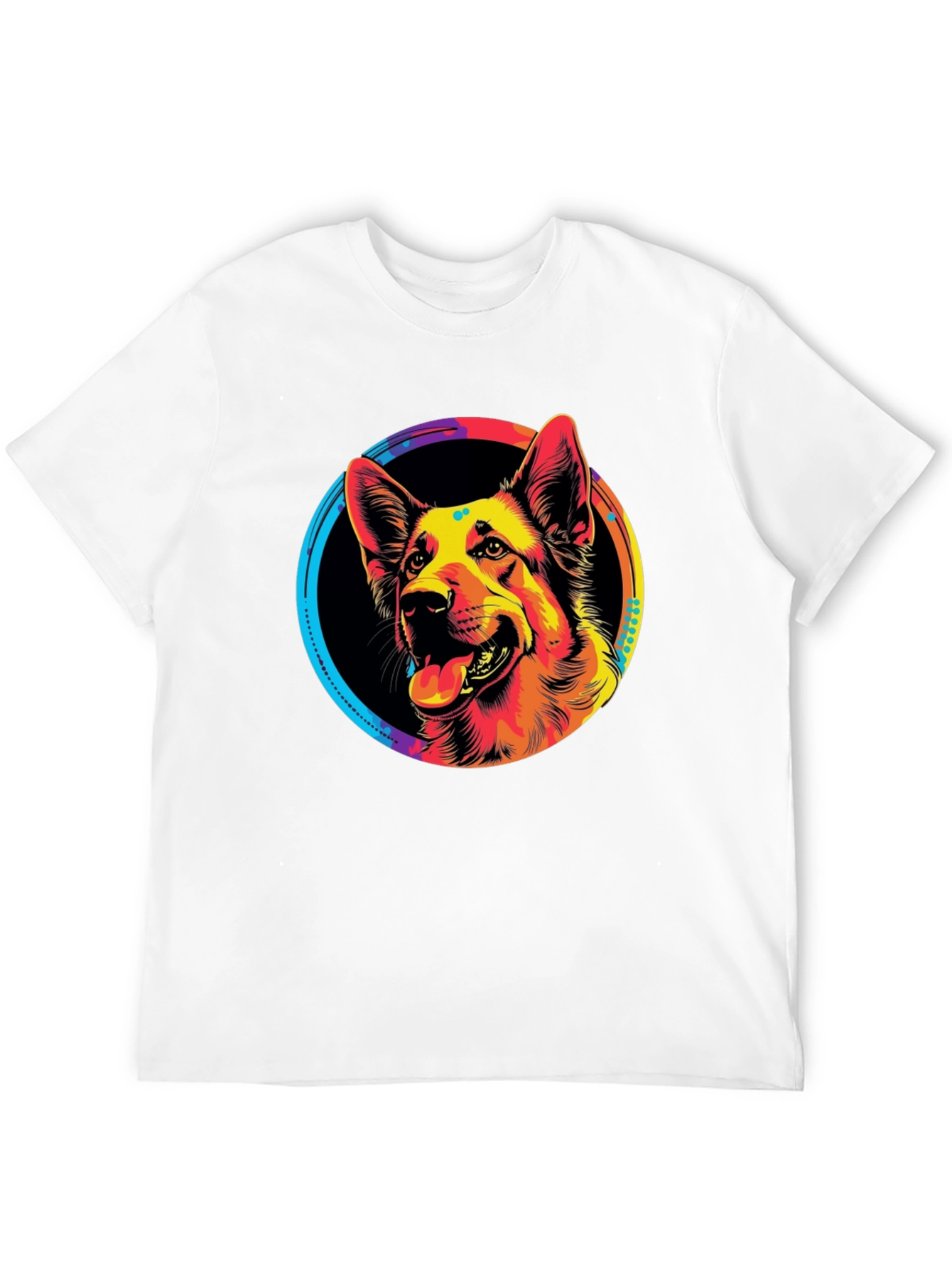 Vibrant German Shepherd Graphic Tee - Black