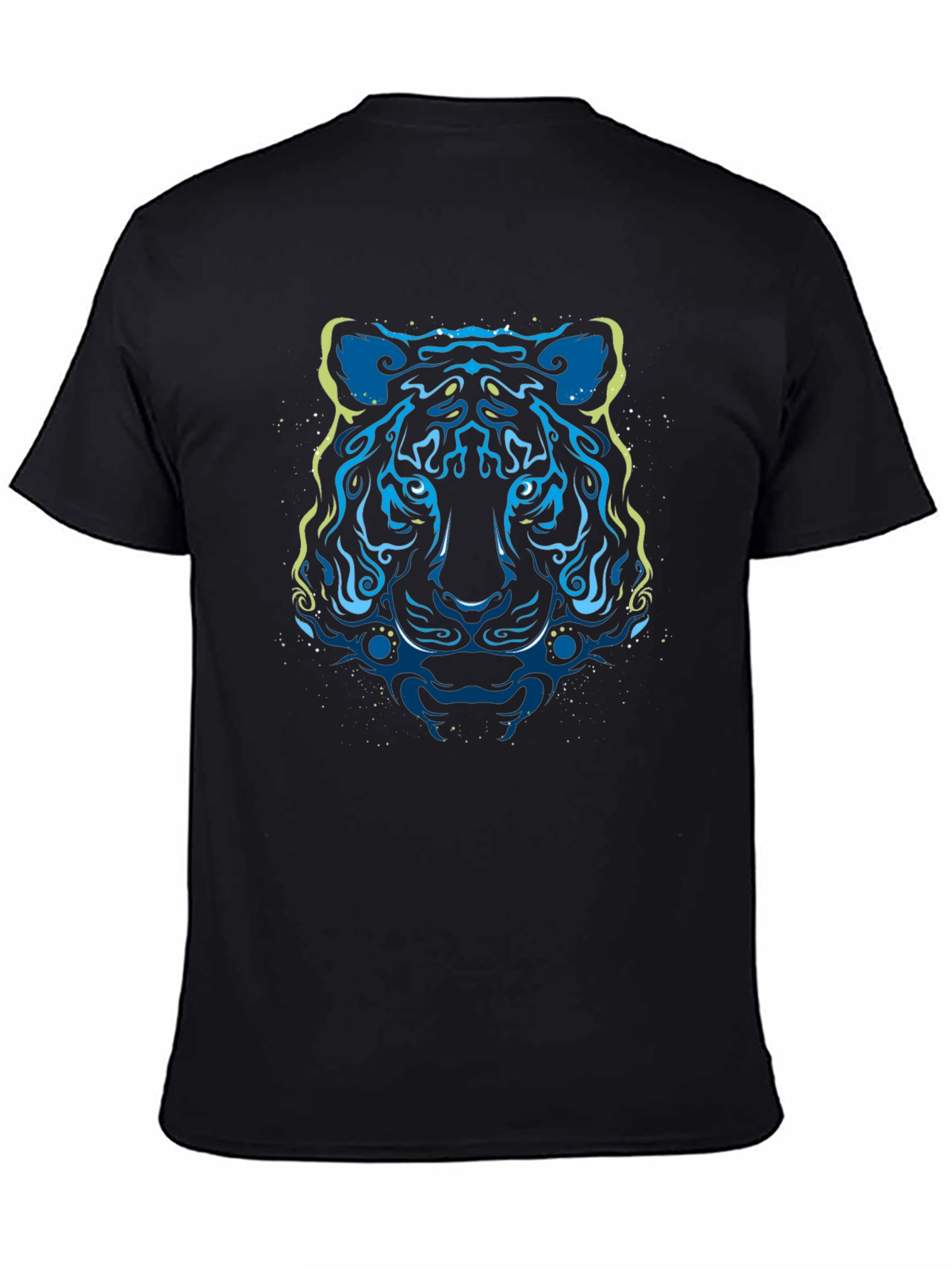 Abstract Tiger Graphic Tee - Stylish Mens Black T-Shirt