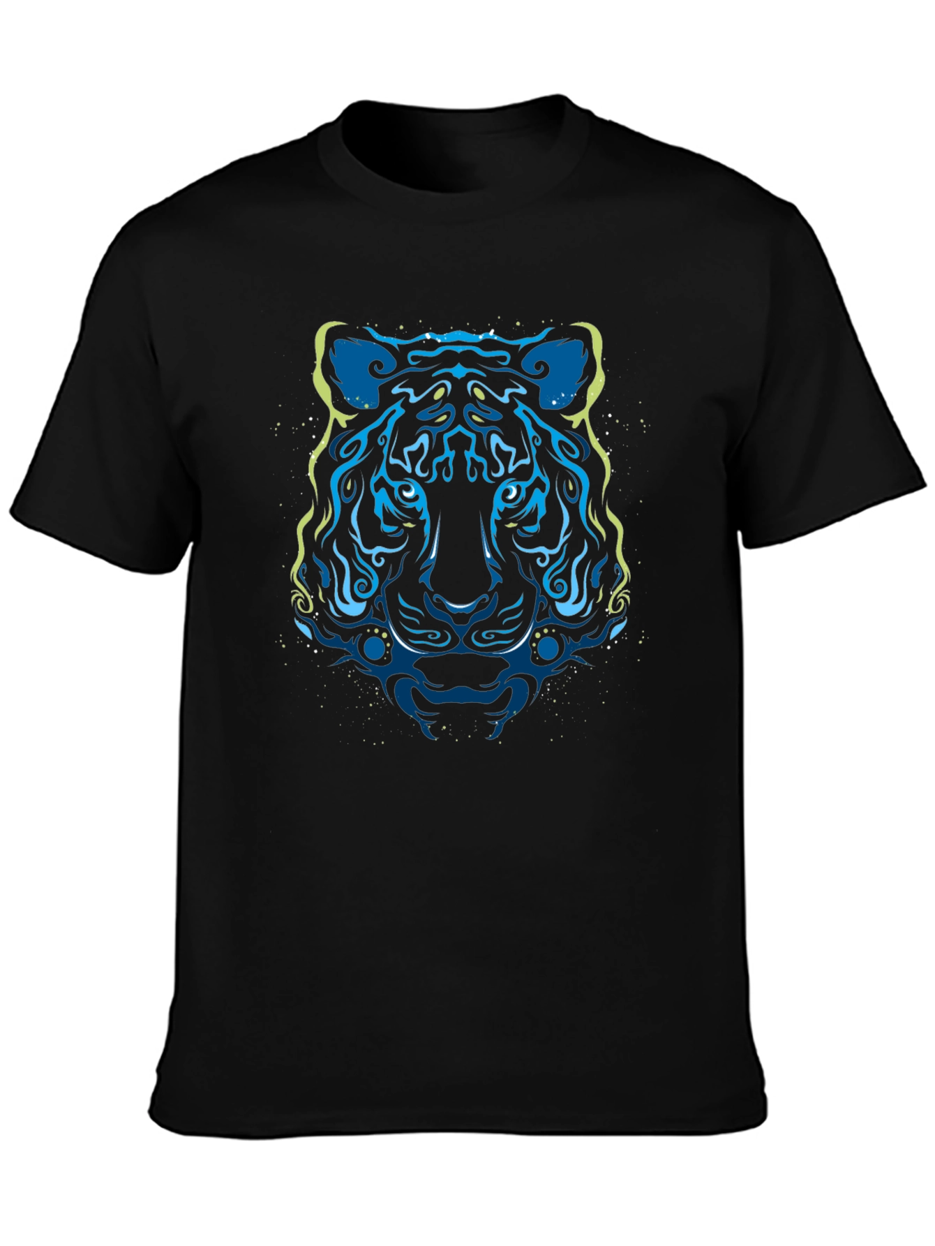 Abstract Tiger Graphic Tee - Stylish Mens Black T-Shirt