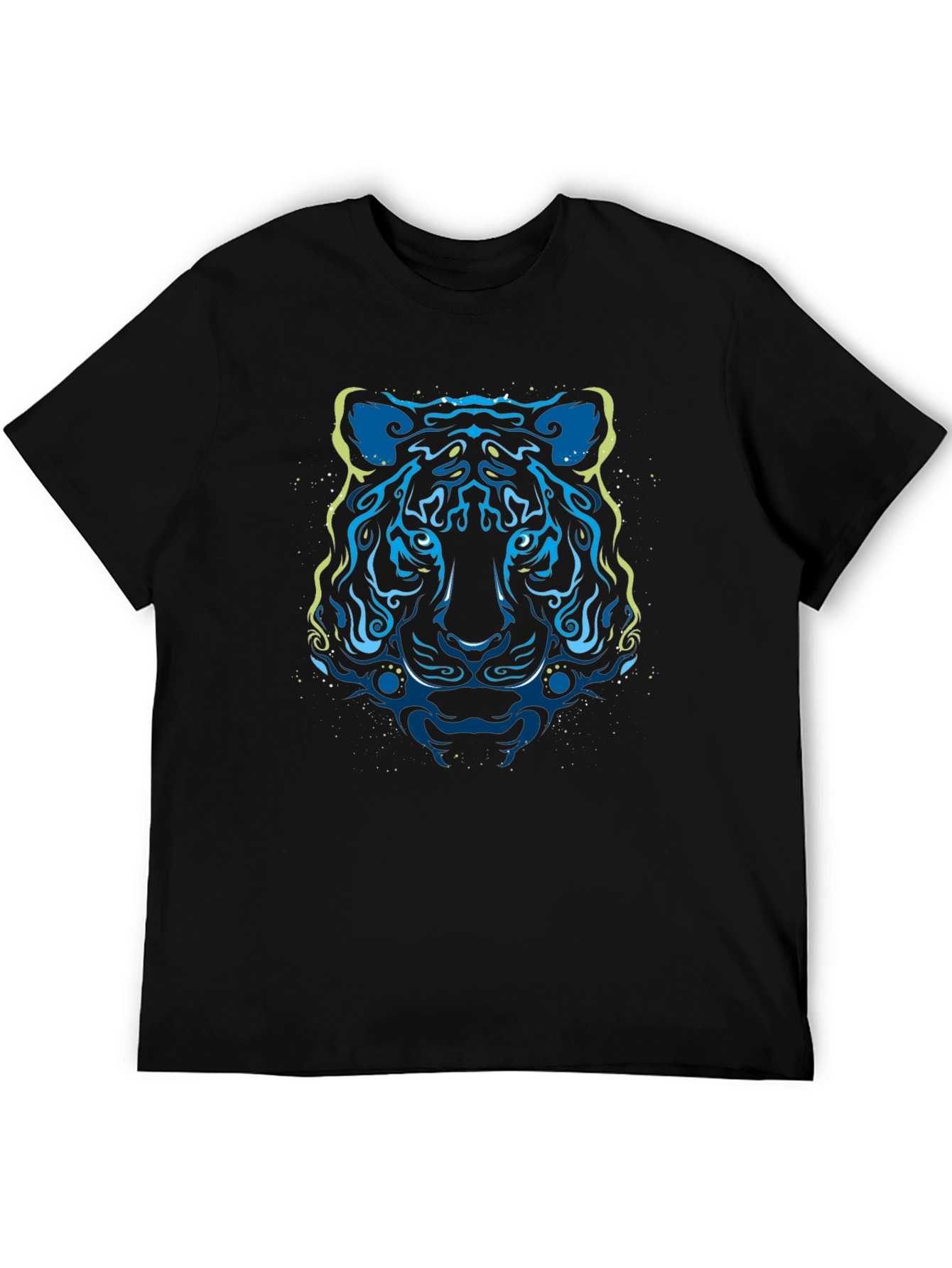 Abstract Tiger Graphic Tee - Stylish Mens Black T-Shirt