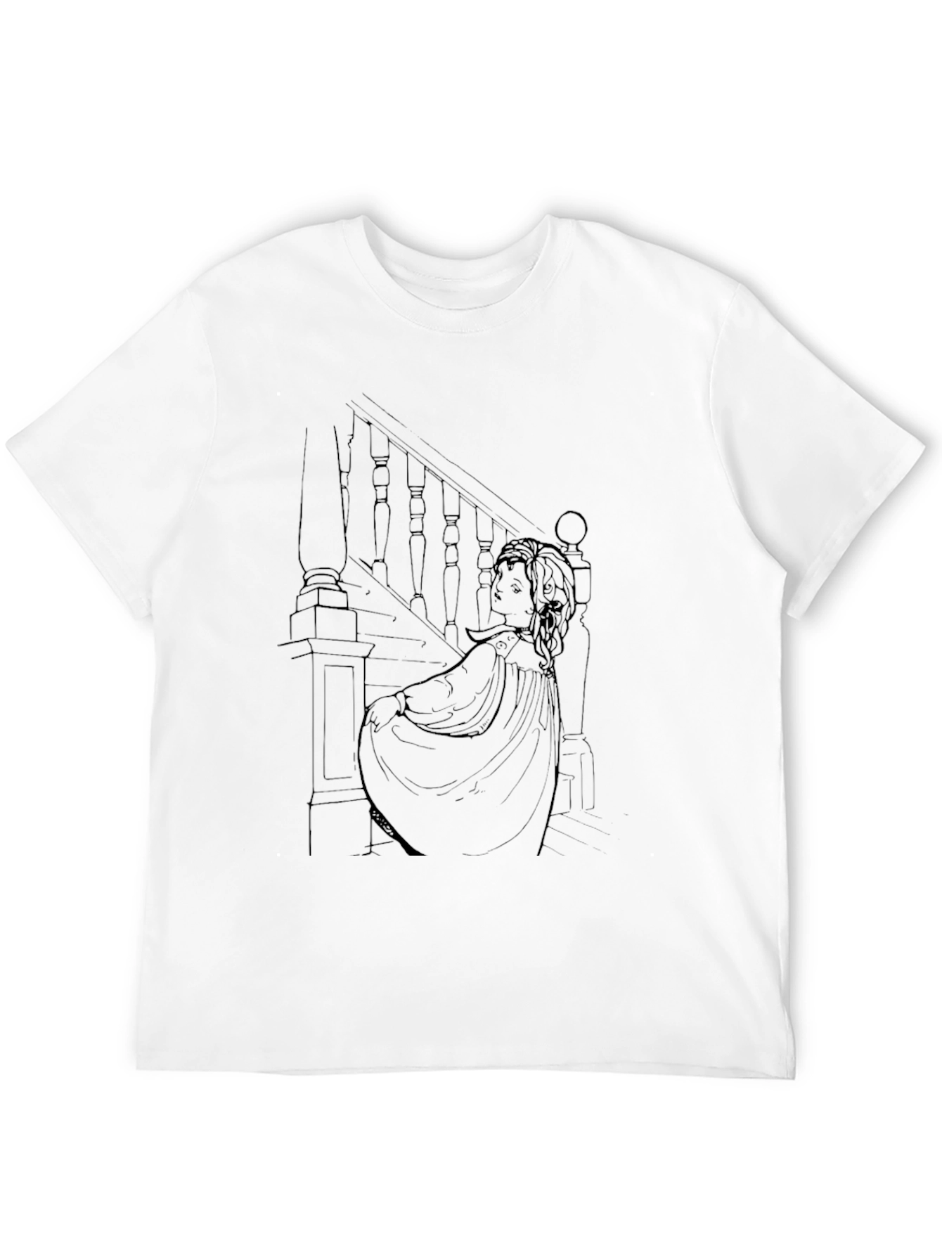 Ethereal Staircase Graphic Tee - Stylish Black T-Shirt