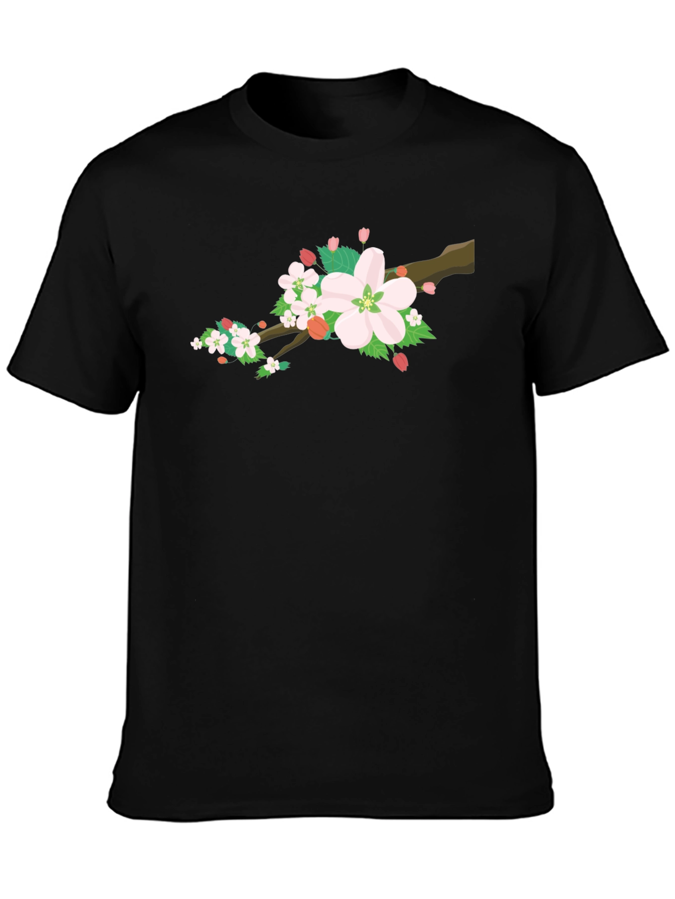 Cherry Blossom Graphic Tee - Black Cotton Blend