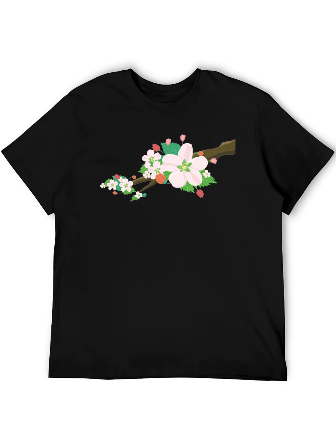 Cherry Blossom Graphic Tee - Black Cotton Blend
