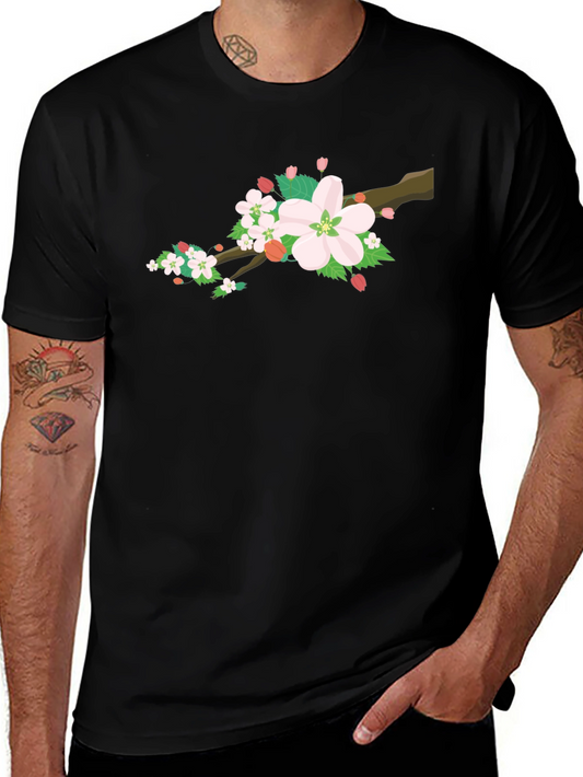 Cherry Blossom Graphic Tee - Black Cotton Blend