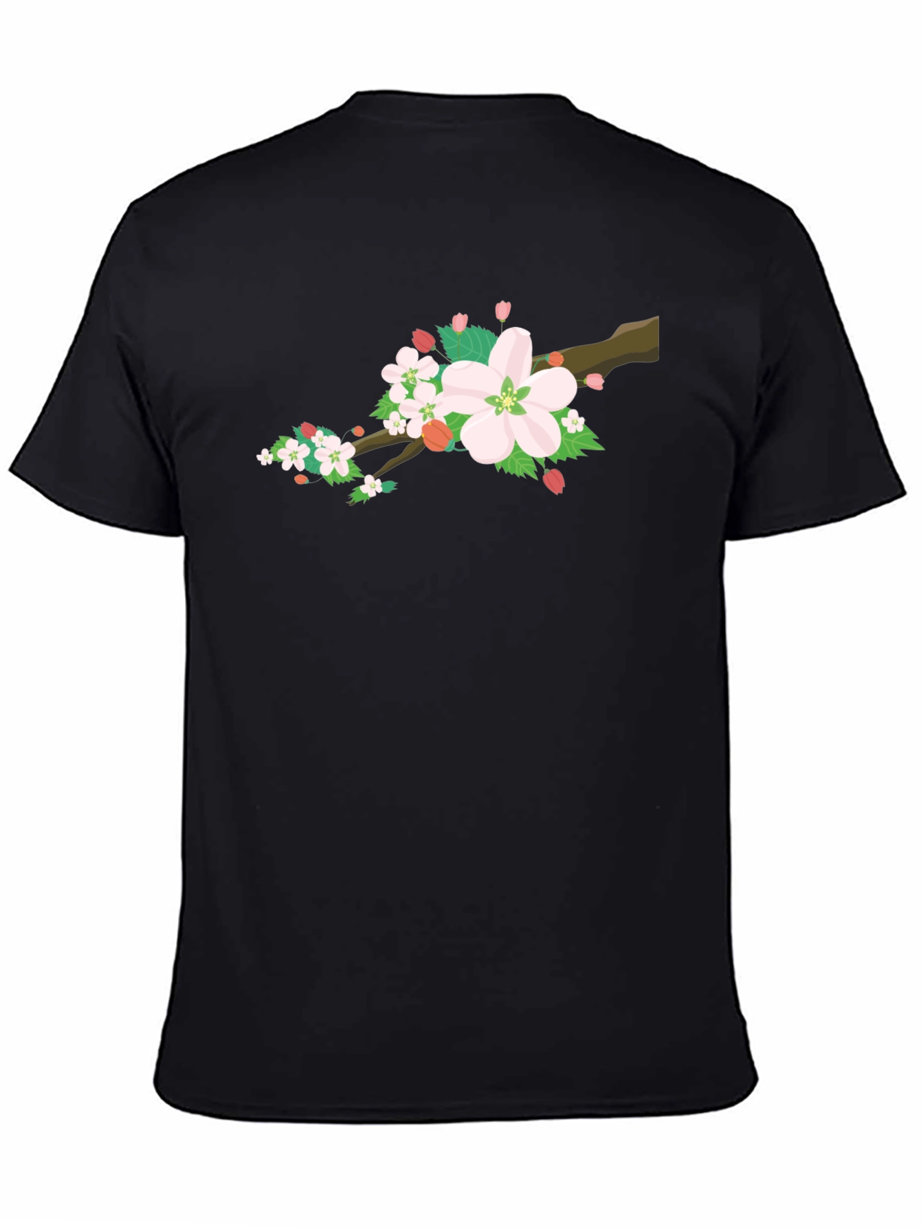 Cherry Blossom Graphic Tee - Black Cotton Blend