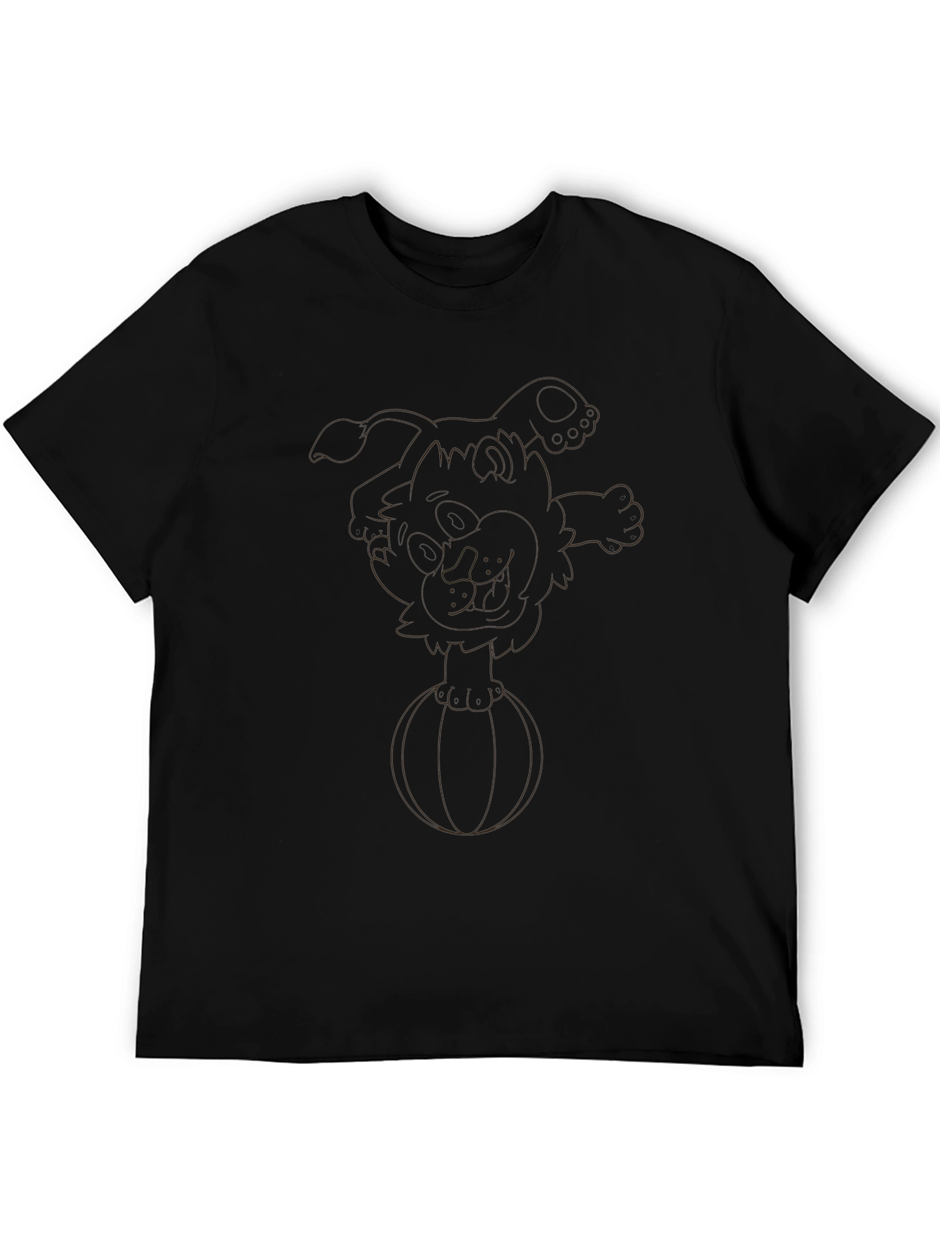 Black T-Shirt with Cartoon Dog on Ball Design