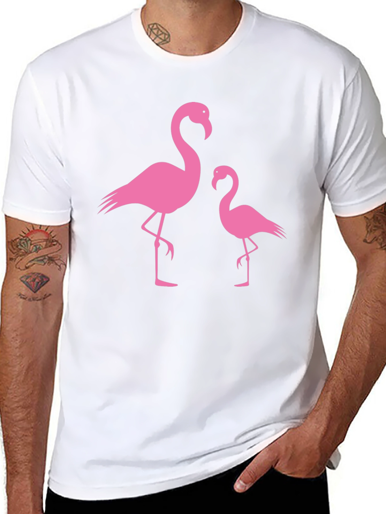 Pink Flamingo Graphic Tee - Black