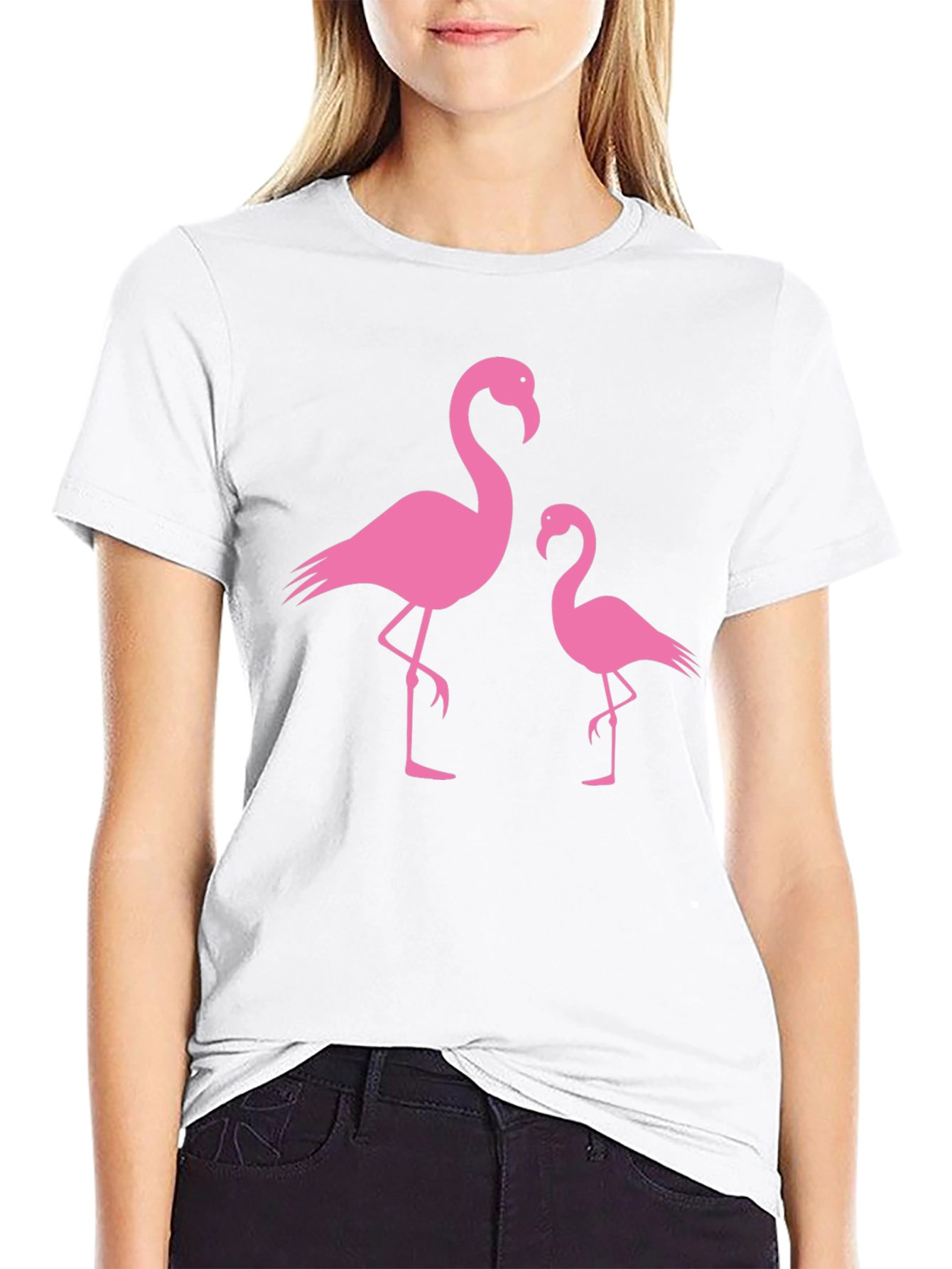 Pink Flamingo Graphic Tee - Black