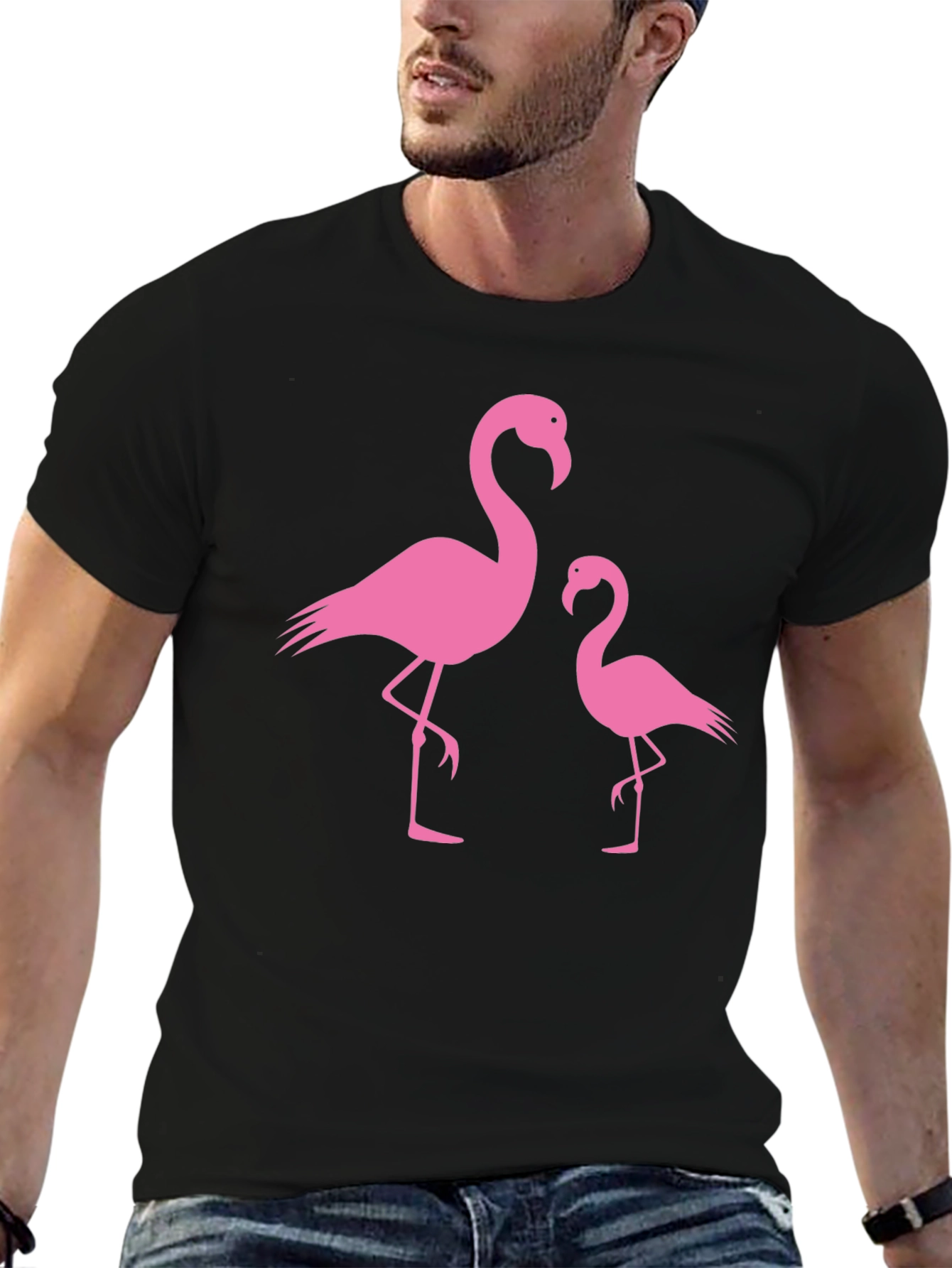 Pink Flamingo Graphic Tee - Black