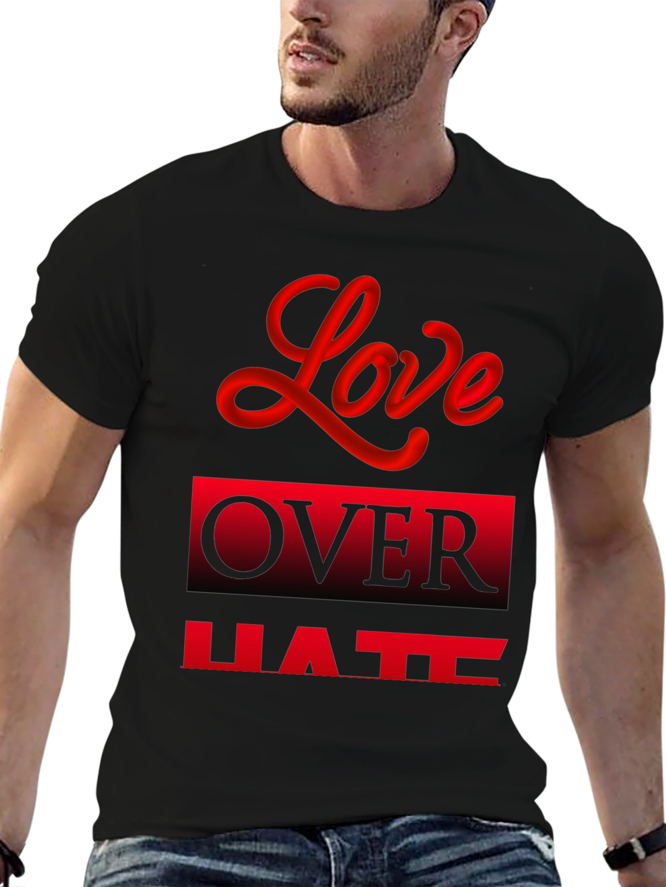 Love Over Hate Graphic Tee - Black