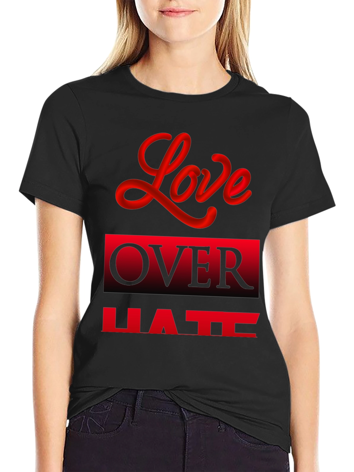 Love Over Hate Graphic Tee - Black