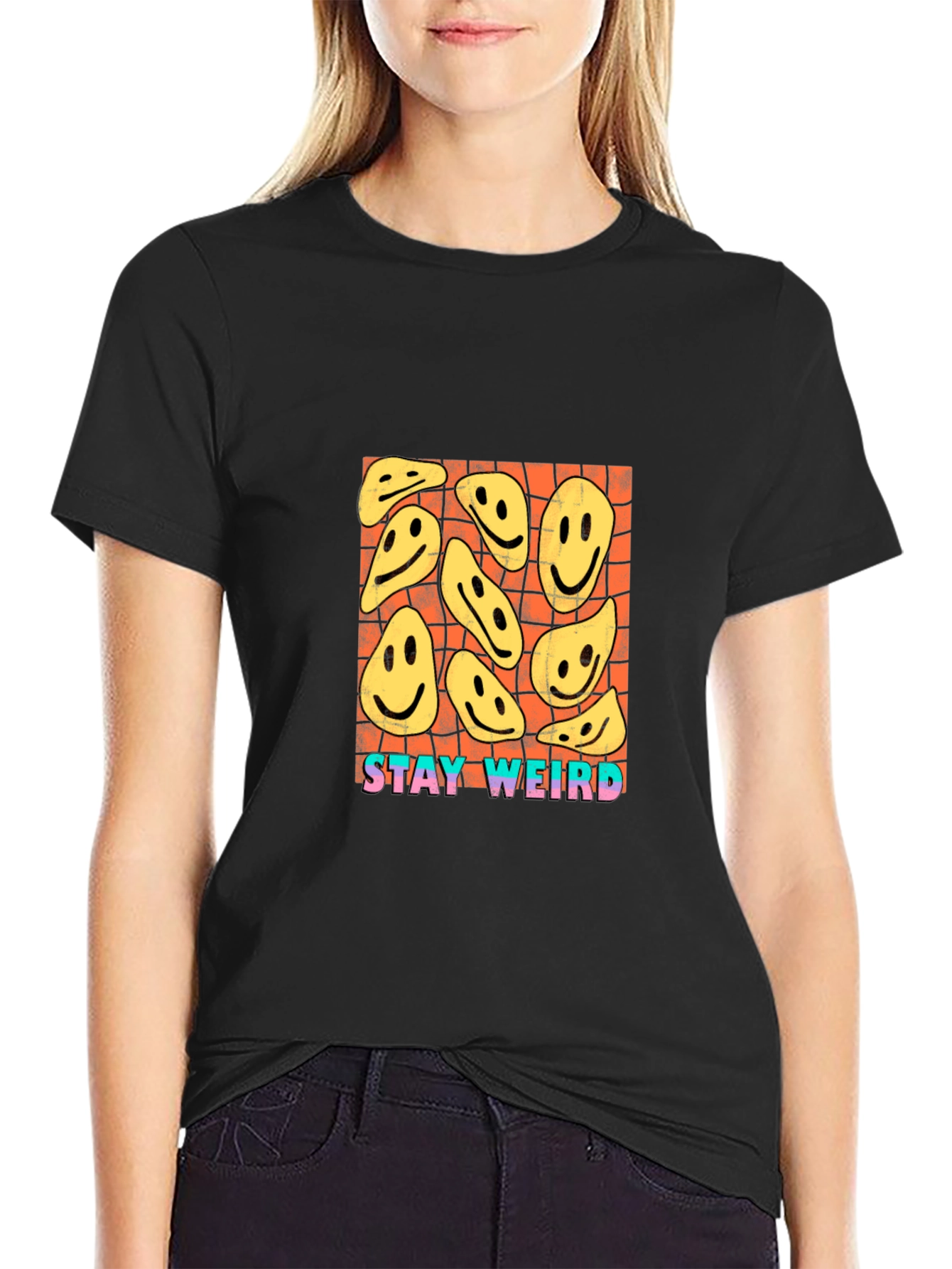 Stay Weird Graphic Tee - Black Cotton T-Shirt