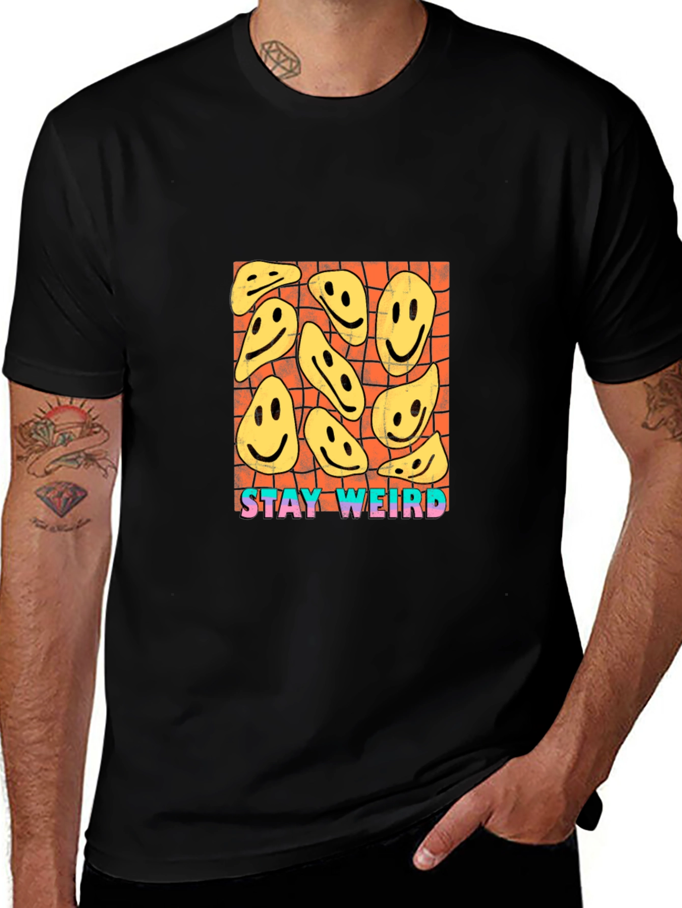 Stay Weird Graphic Tee - Black Cotton T-Shirt