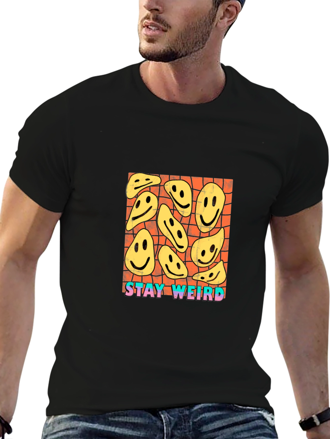 Stay Weird Graphic Tee - Black Cotton T-Shirt