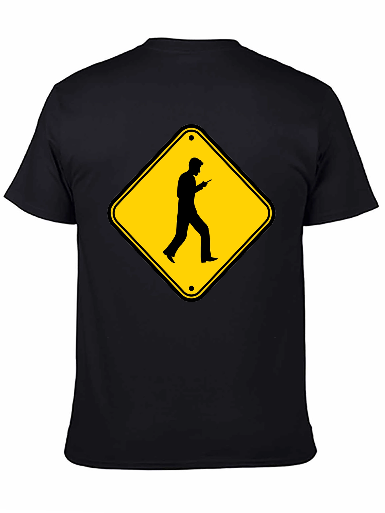 Caution Cellphone Walker Black T-Shirt