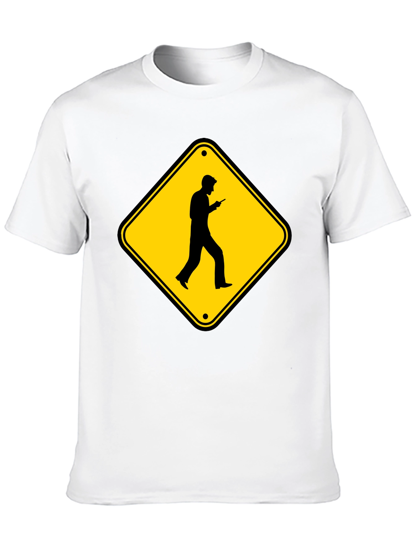 Caution Cellphone Walker Black T-Shirt