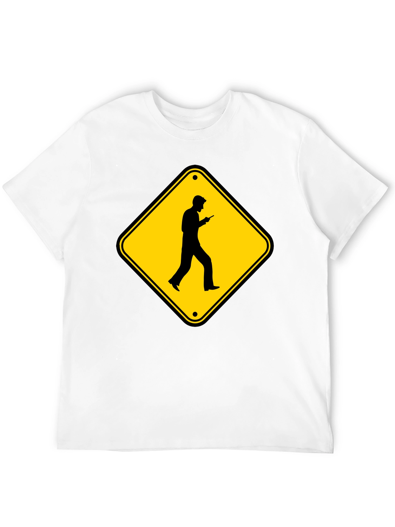 Caution Cellphone Walker Black T-Shirt