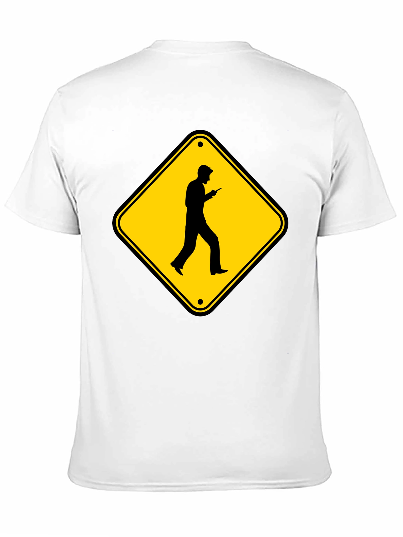 Caution Cellphone Walker Black T-Shirt