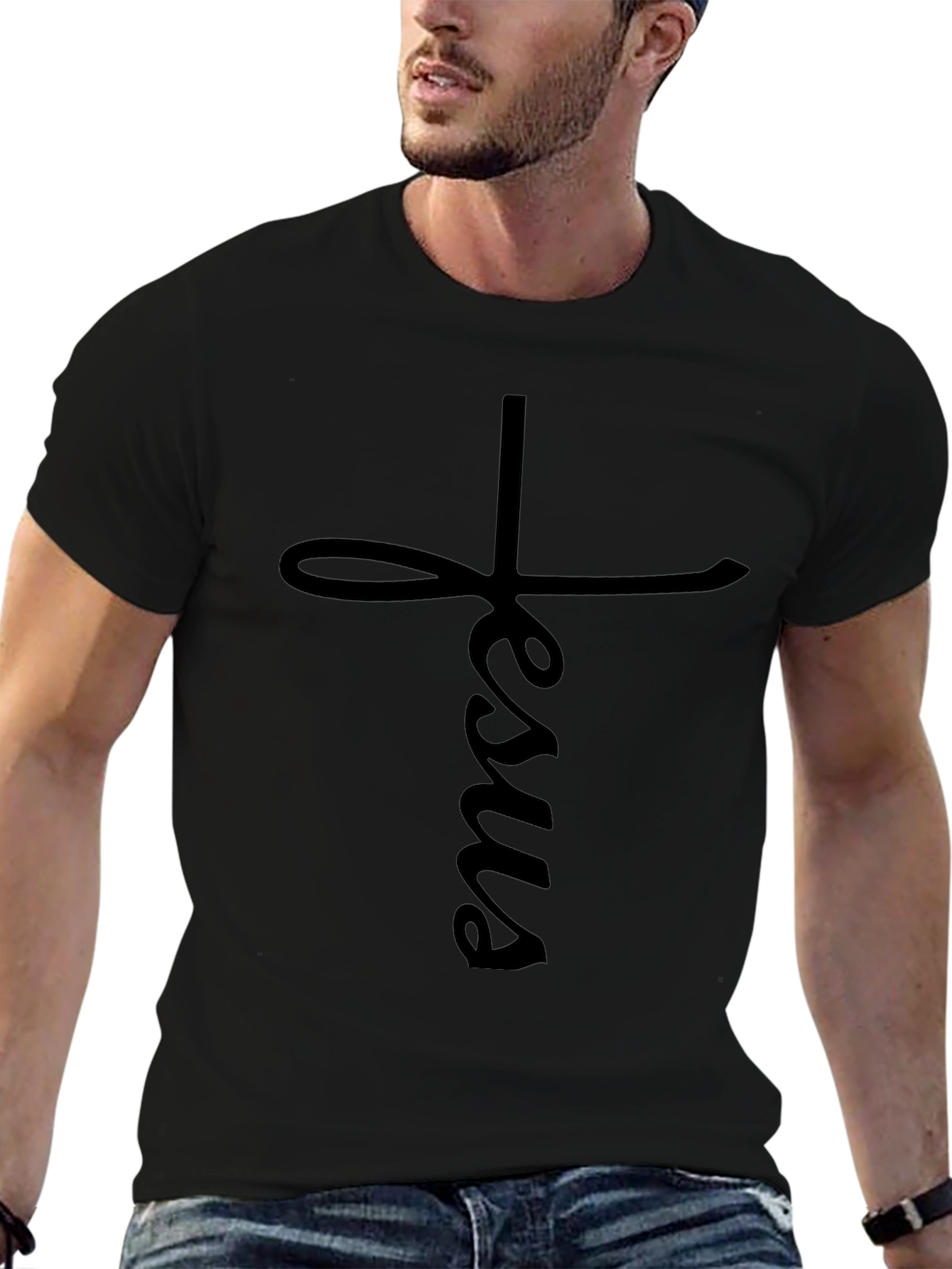 Jesus Cross Black T-Shirt - Faith Inspired Apparel