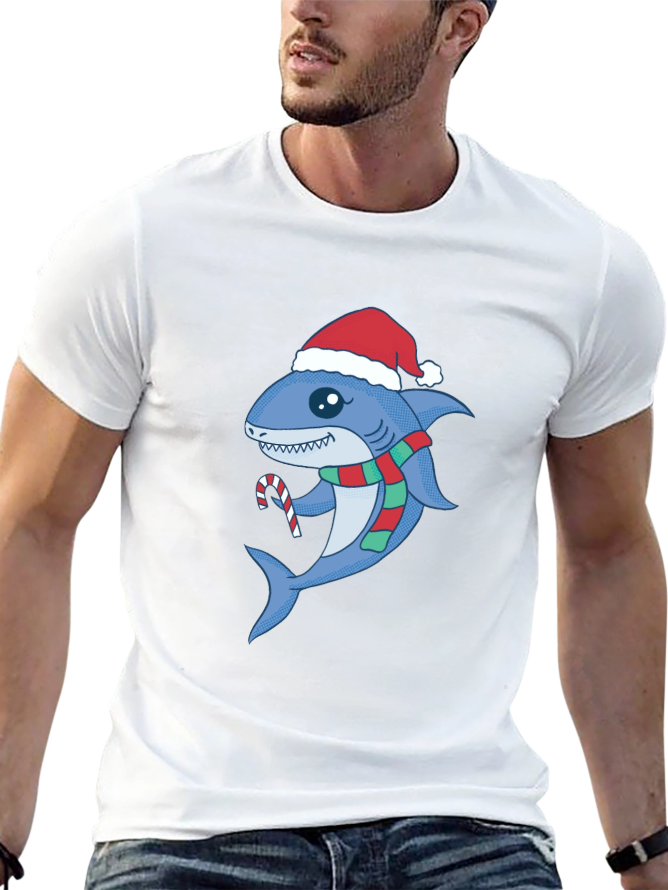 Festive Shark Tee - Christmas Holiday Apparel