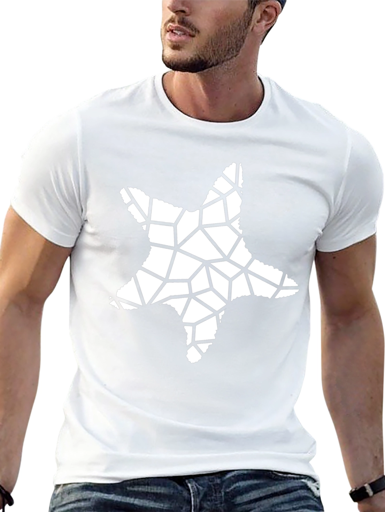 Abstract Star Graphic Tee - Black Casual Shirt