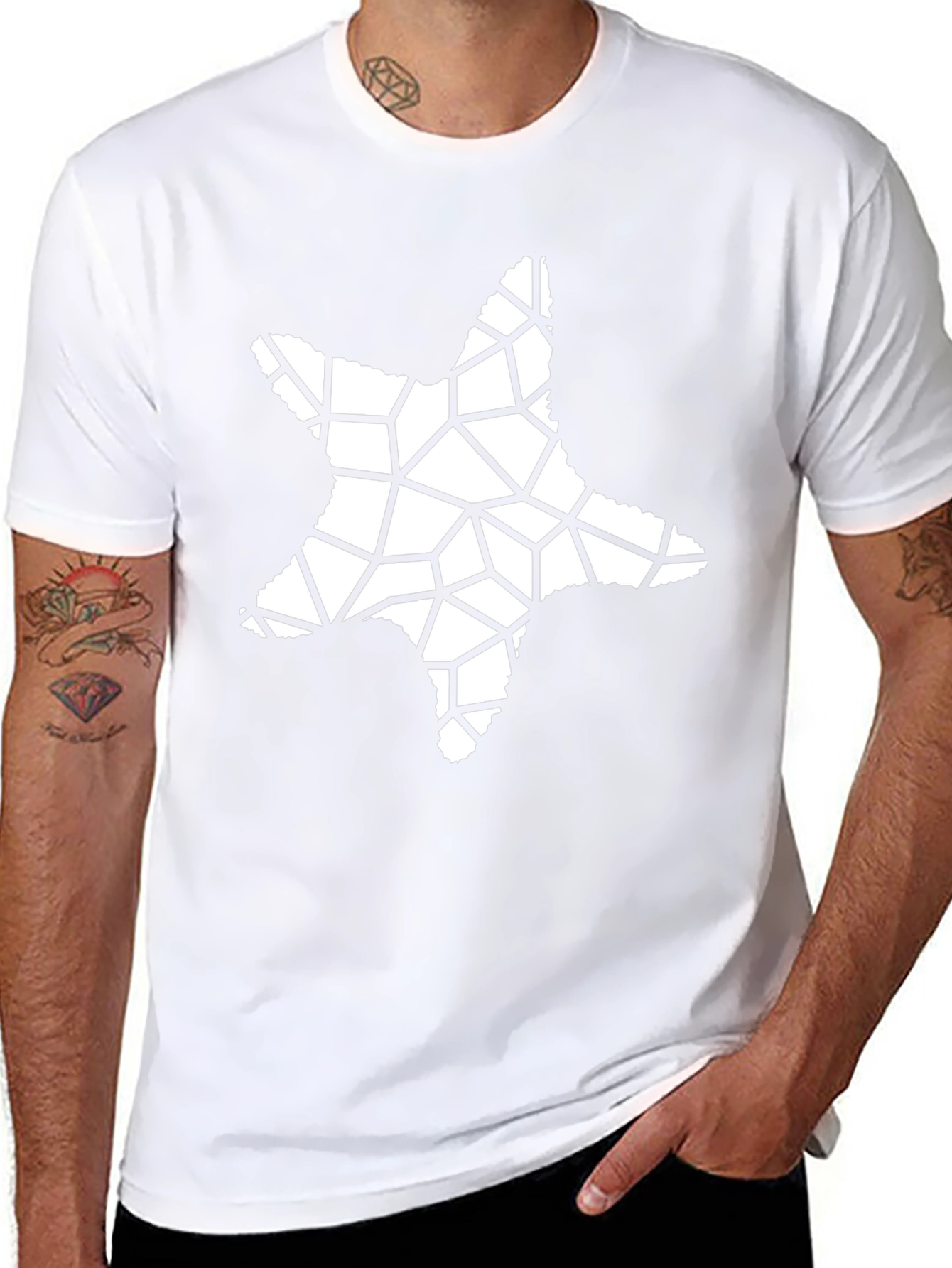 Abstract Star Graphic Tee - Black Casual Shirt