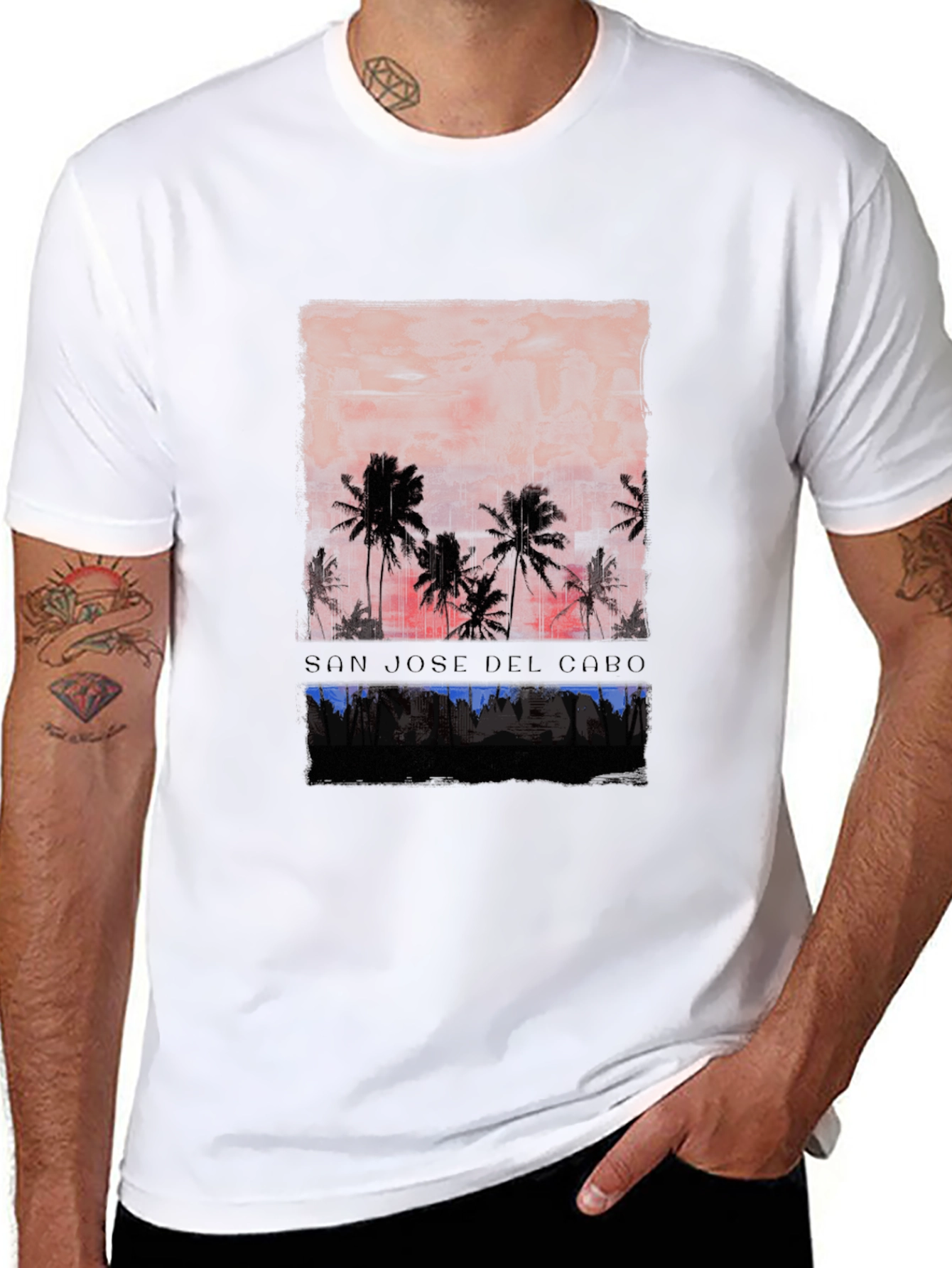 San Jose Del Cabo Palm Tree Sunset Graphic T-Shirt