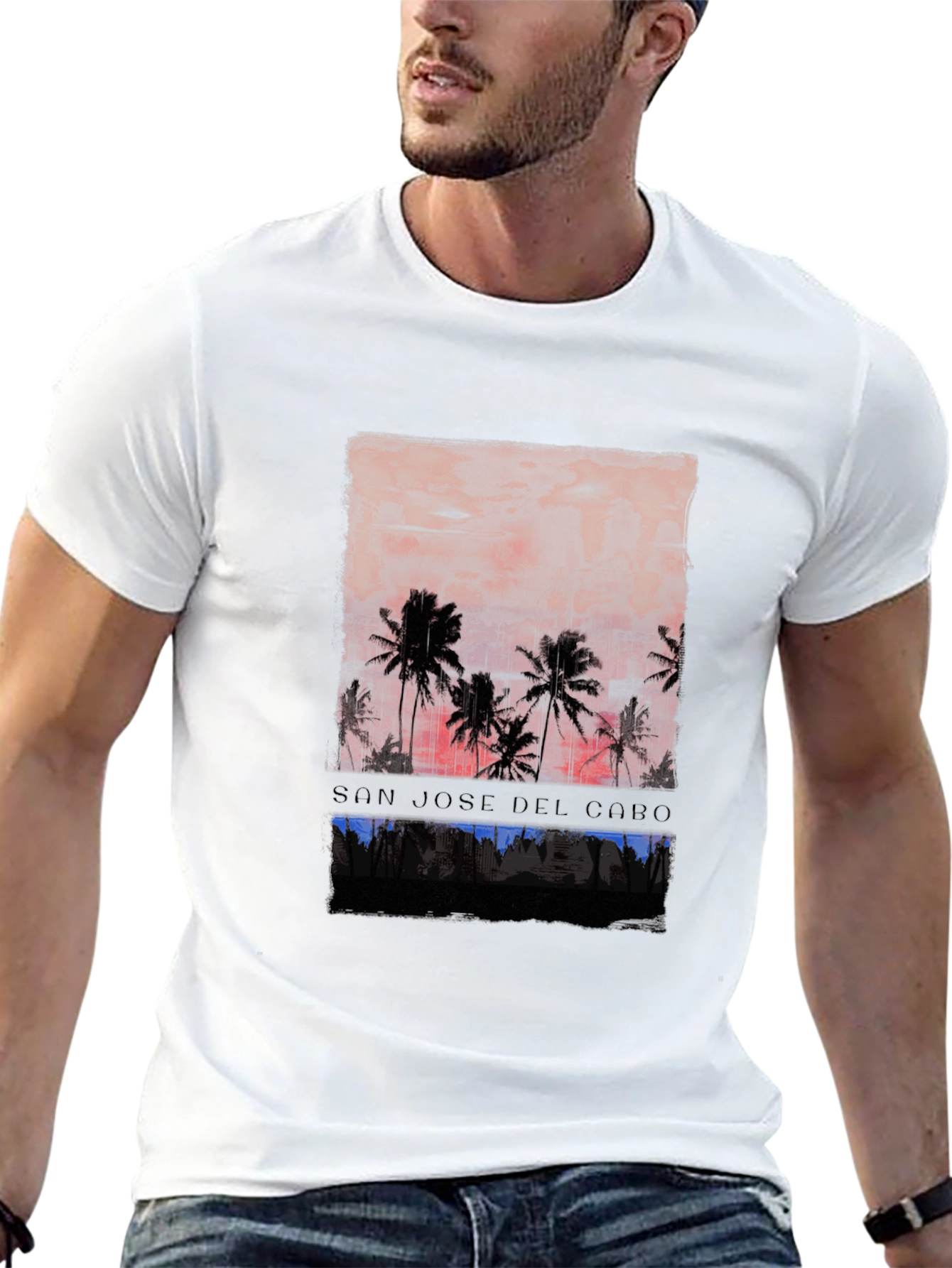 San Jose Del Cabo Palm Tree Sunset Graphic T-Shirt