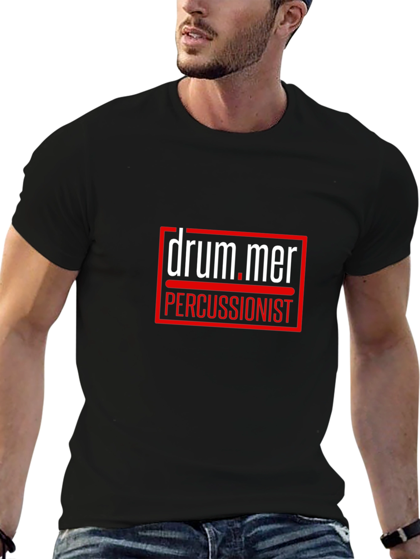 Drummer Percussionist Black Graphic T-Shirt