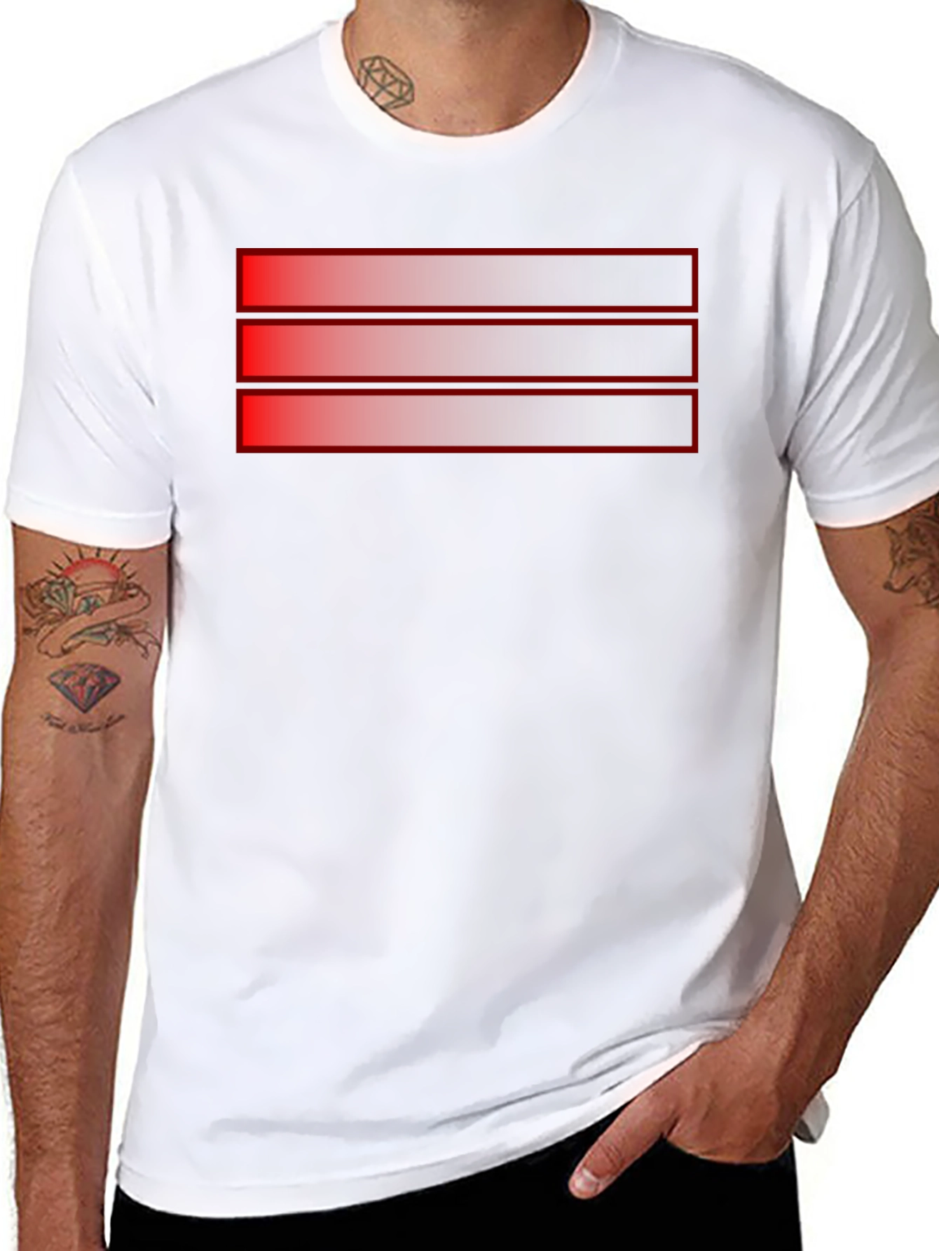 Black T-Shirt with Red Stripe Design