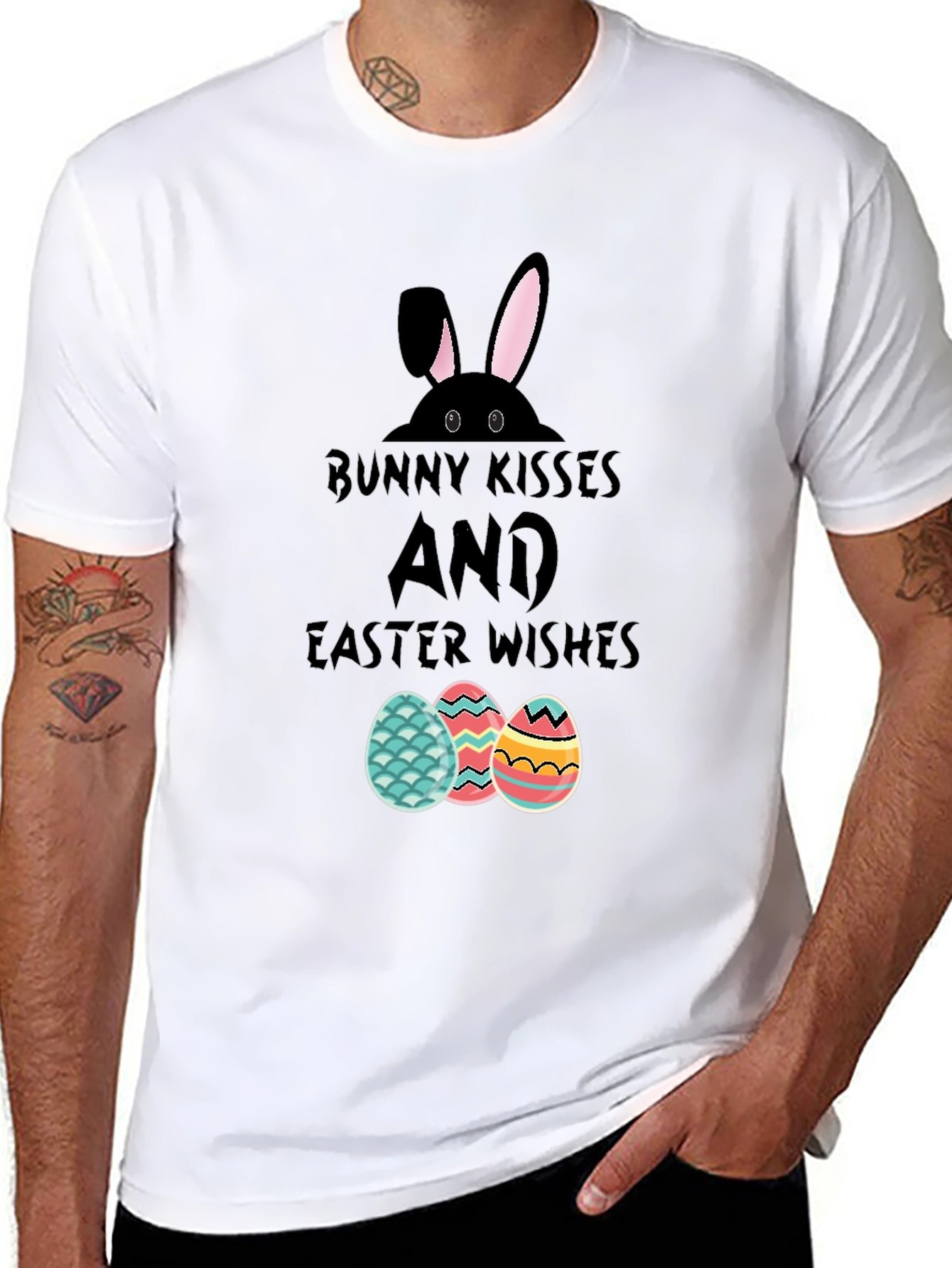 Bunny Kisses Easter Wishes Graphic T-Shirt