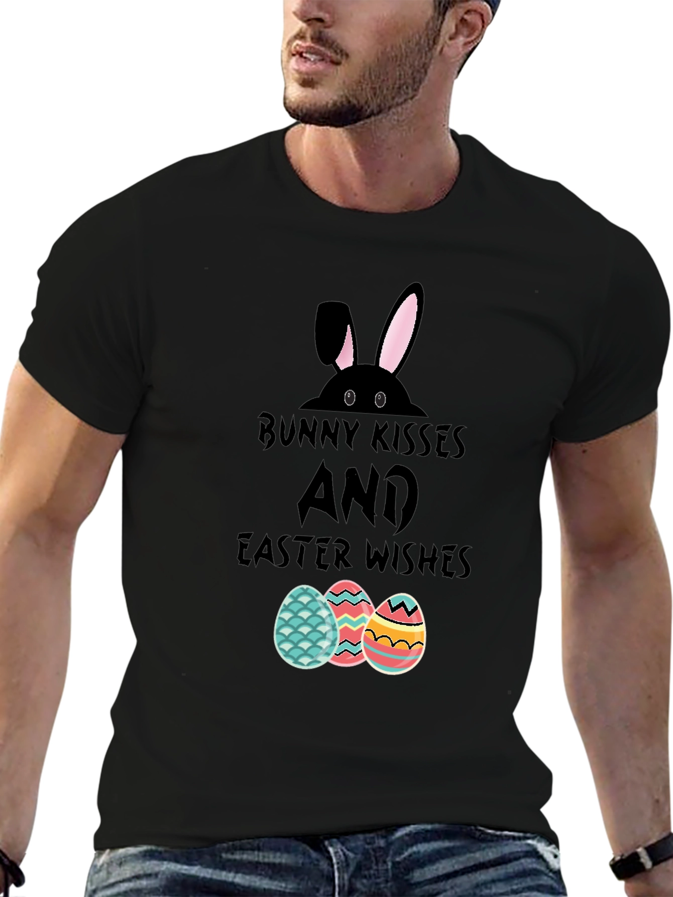 Bunny Kisses Easter Wishes Graphic T-Shirt