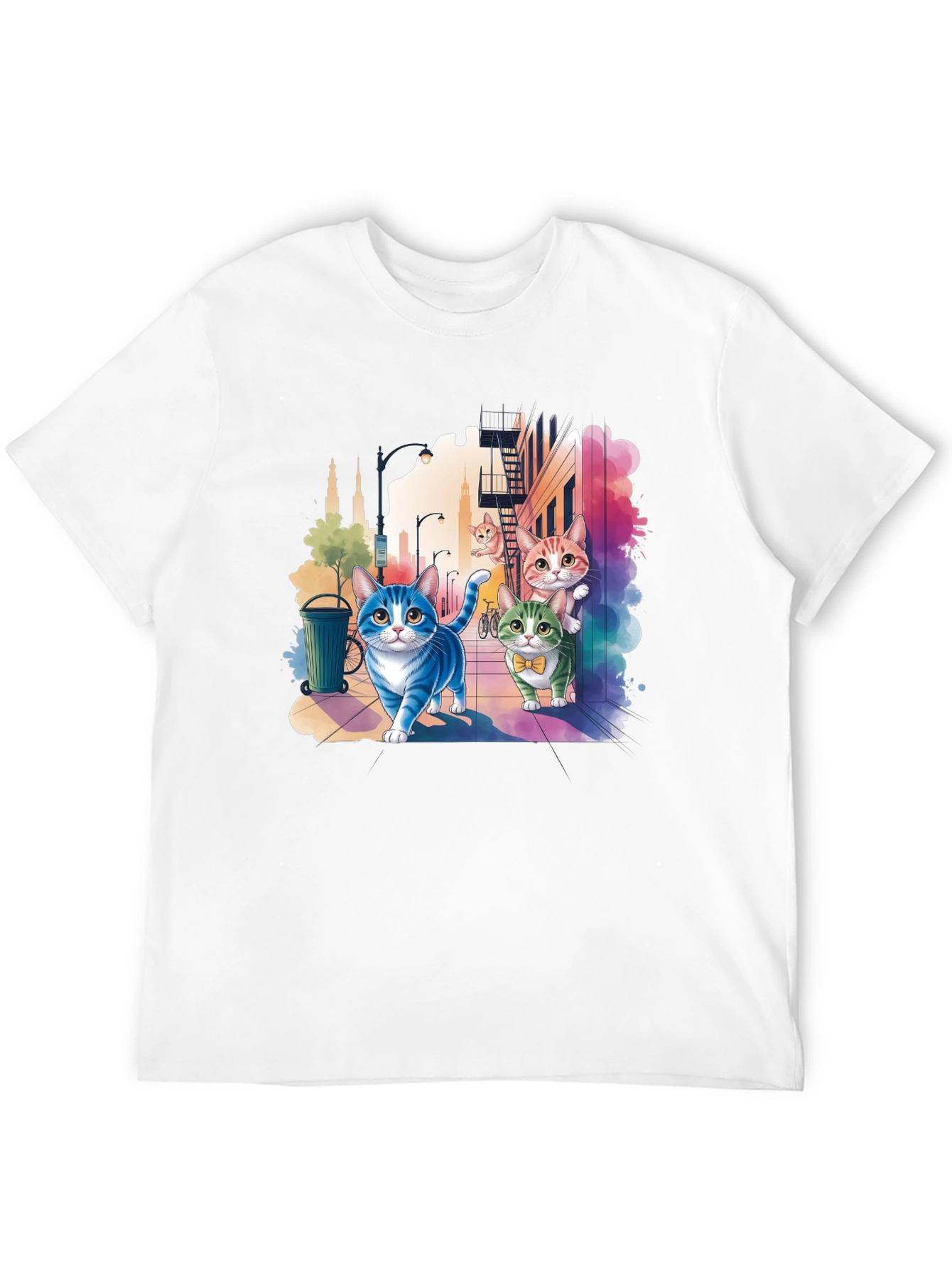 Whimsical Cats Cityscape Graphic Tee