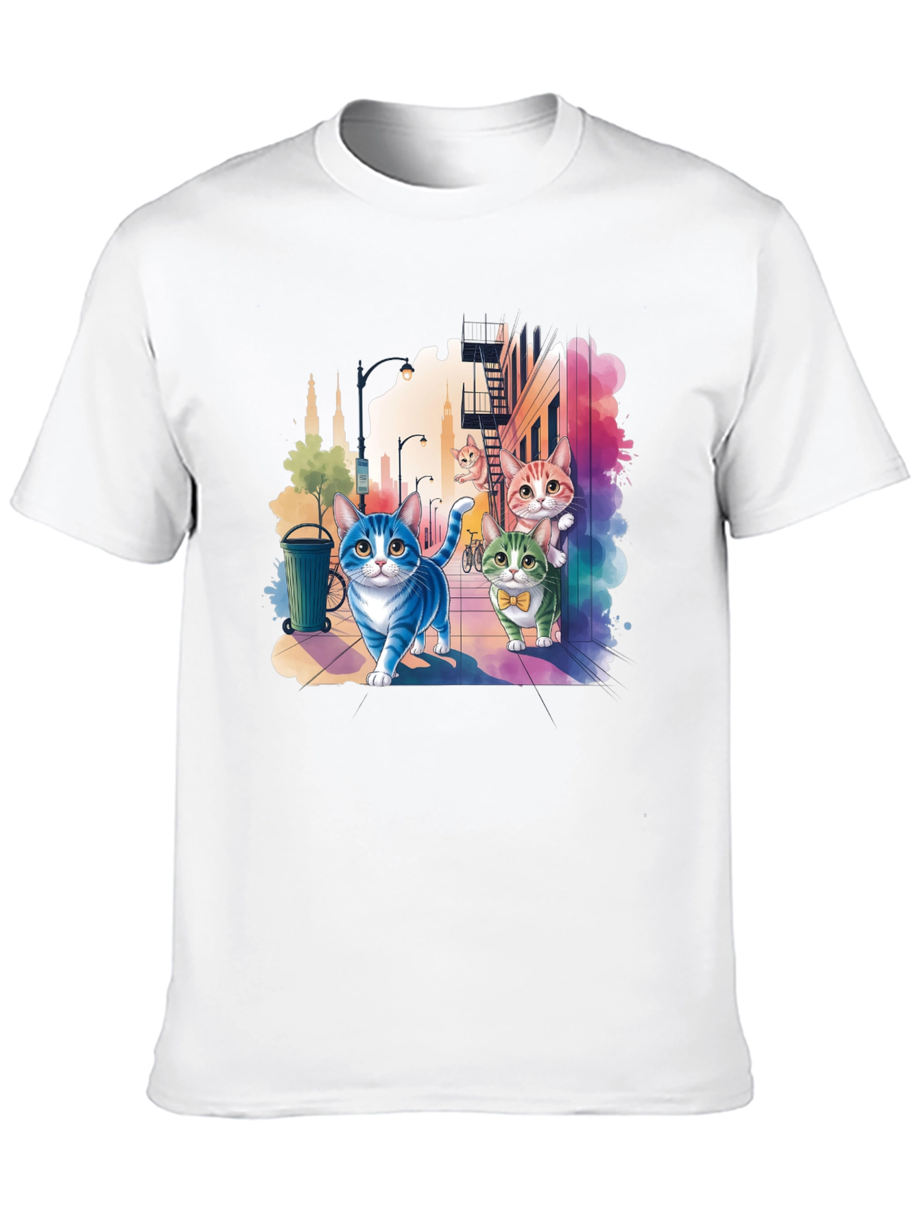 Whimsical Cats Cityscape Graphic Tee